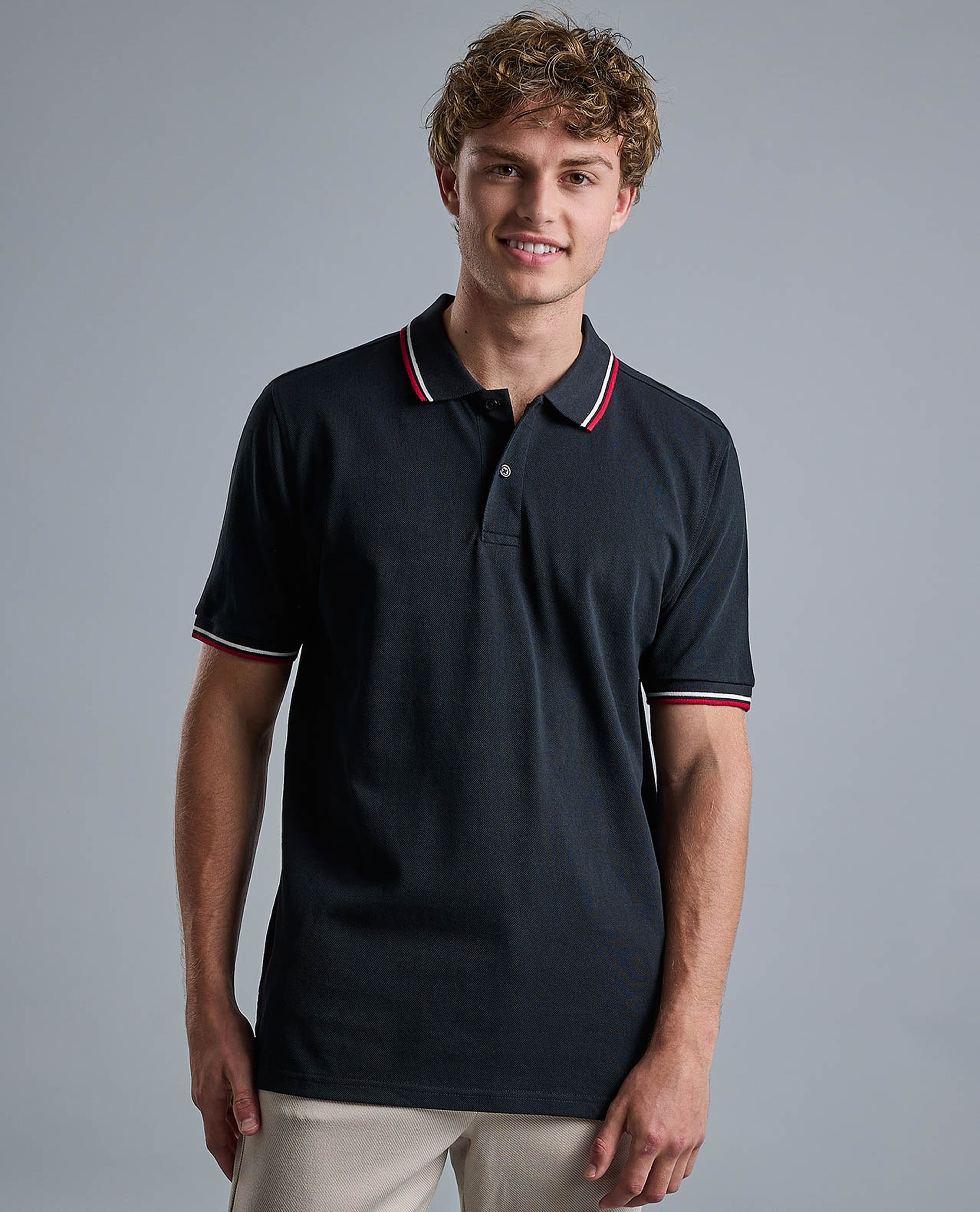 Contrast Tipping Polo T-Shirt with Short Sleeves