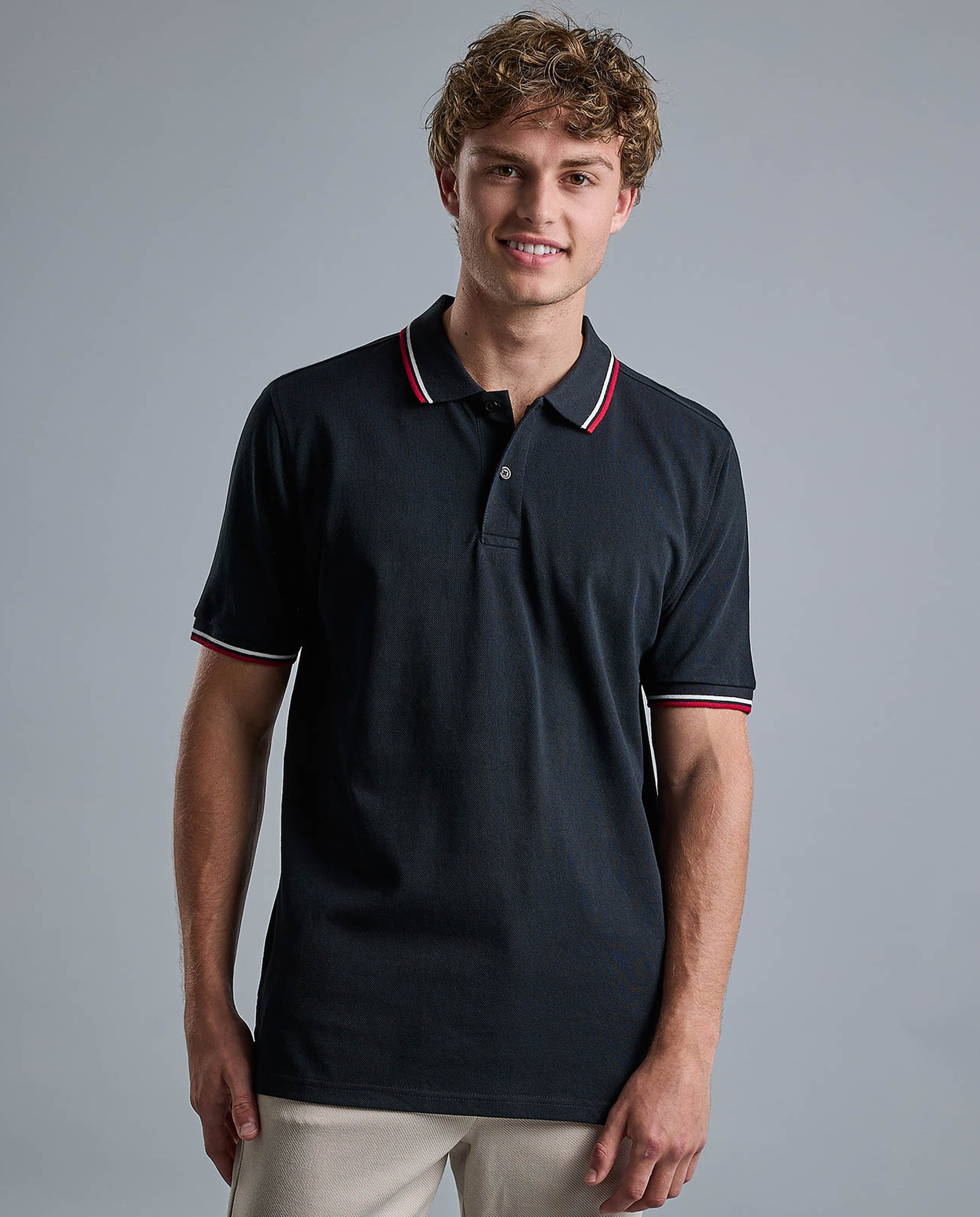 Contrast Tipping Polo T-Shirt with Short Sleeves