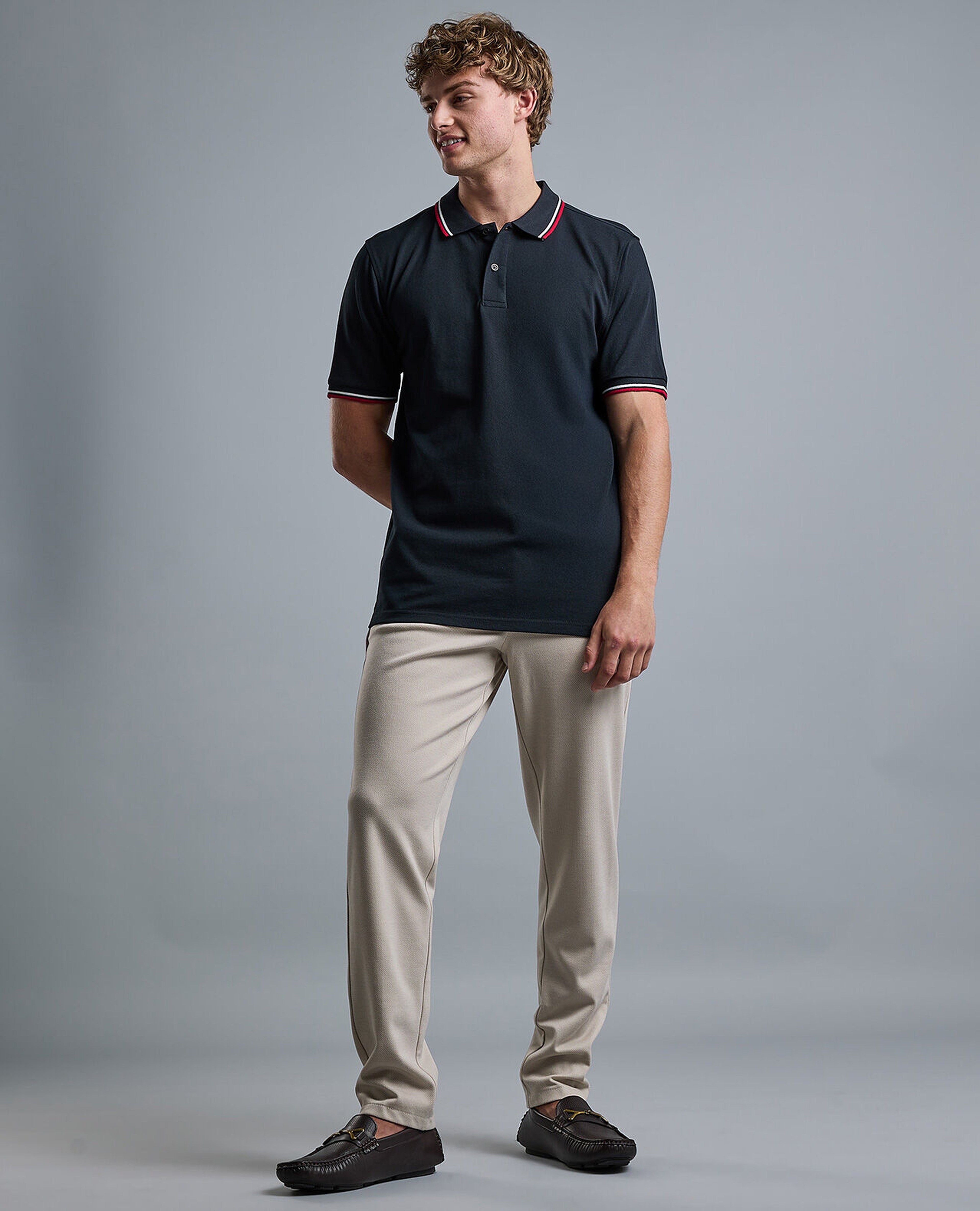 Contrast Tipping Polo T-Shirt with Short Sleeves