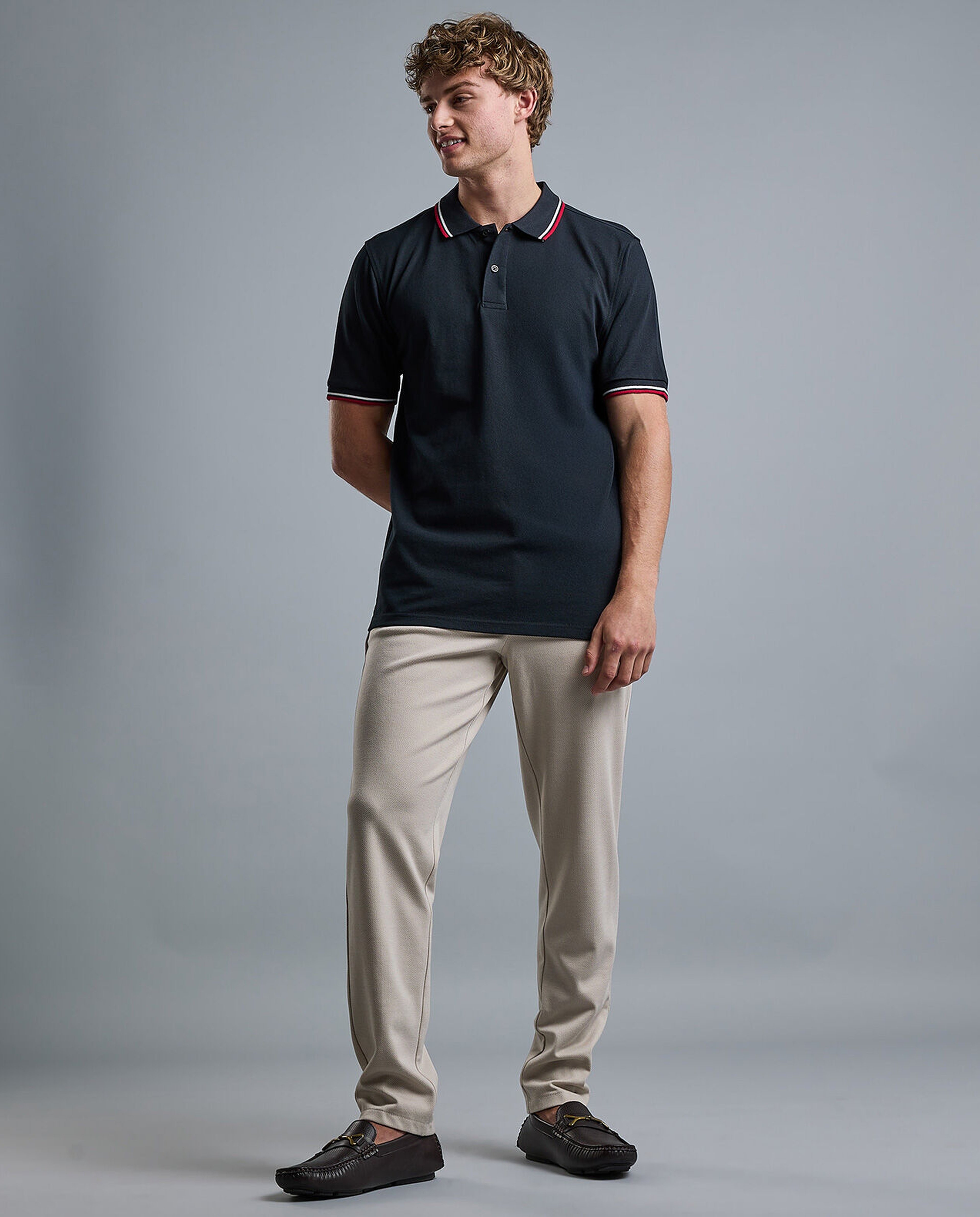 Contrast Tipping Polo T-Shirt with Short Sleeves