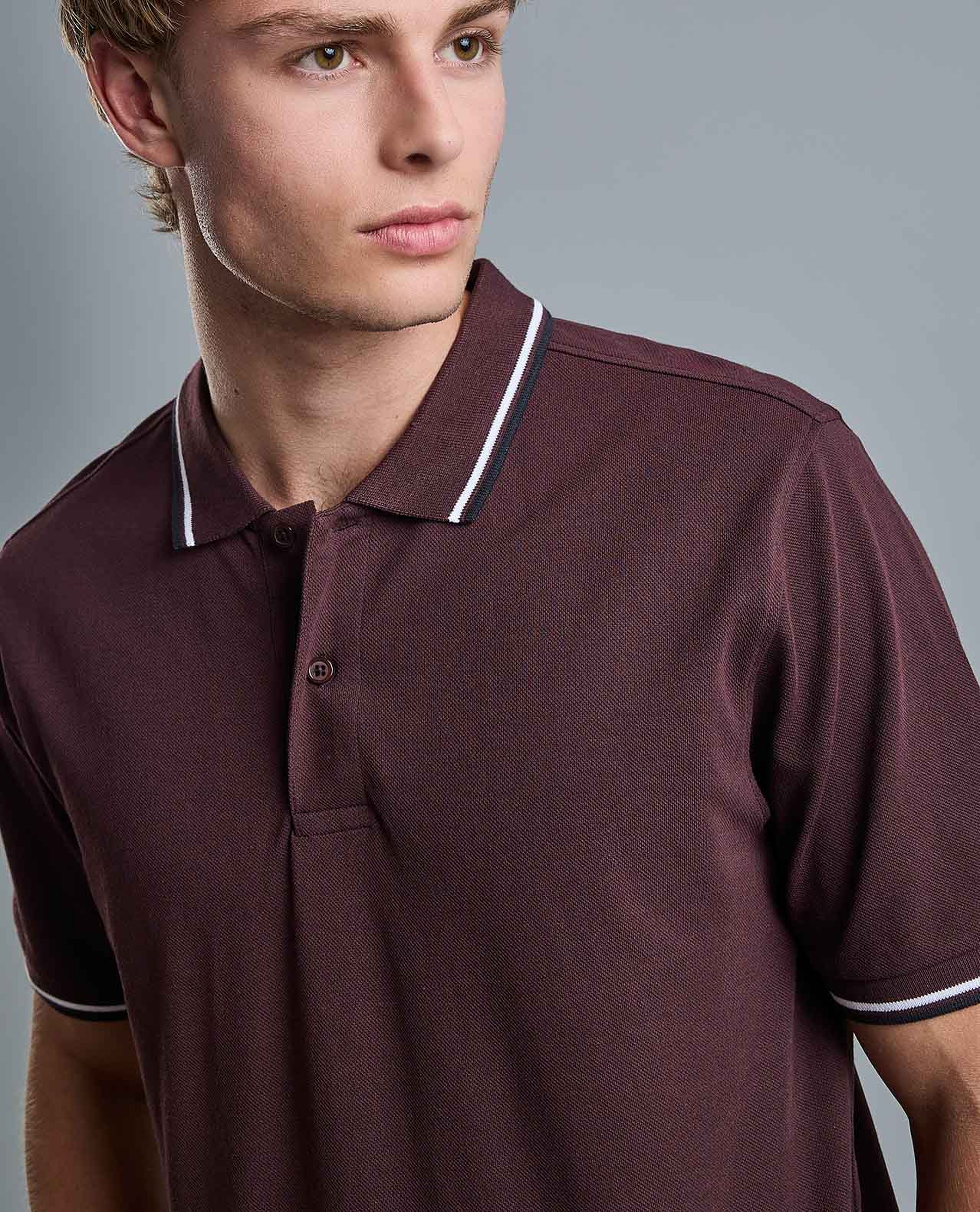 Contrast Tipping Polo T-Shirt with Short Sleeves