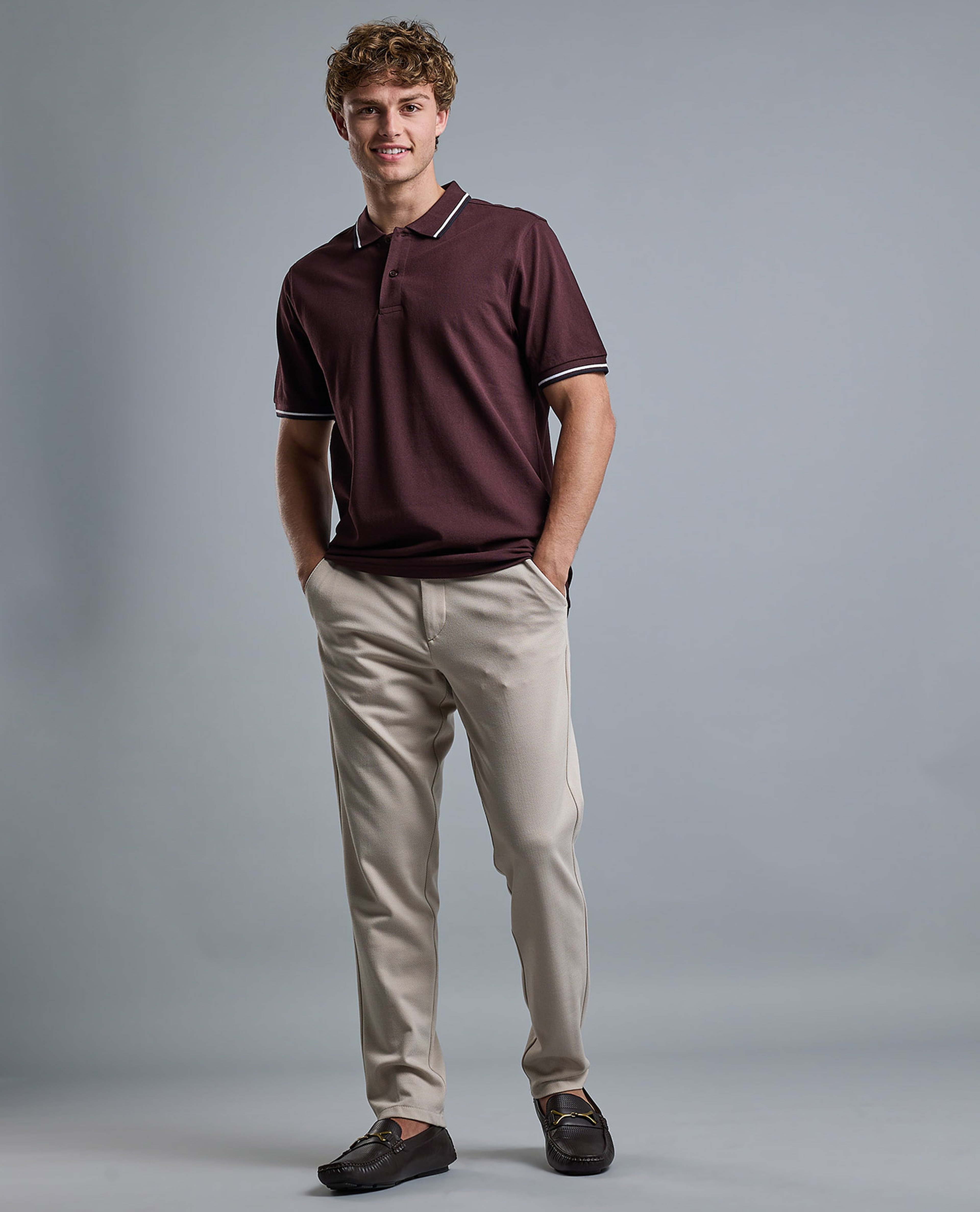 Contrast Tipping Polo T-Shirt with Short Sleeves