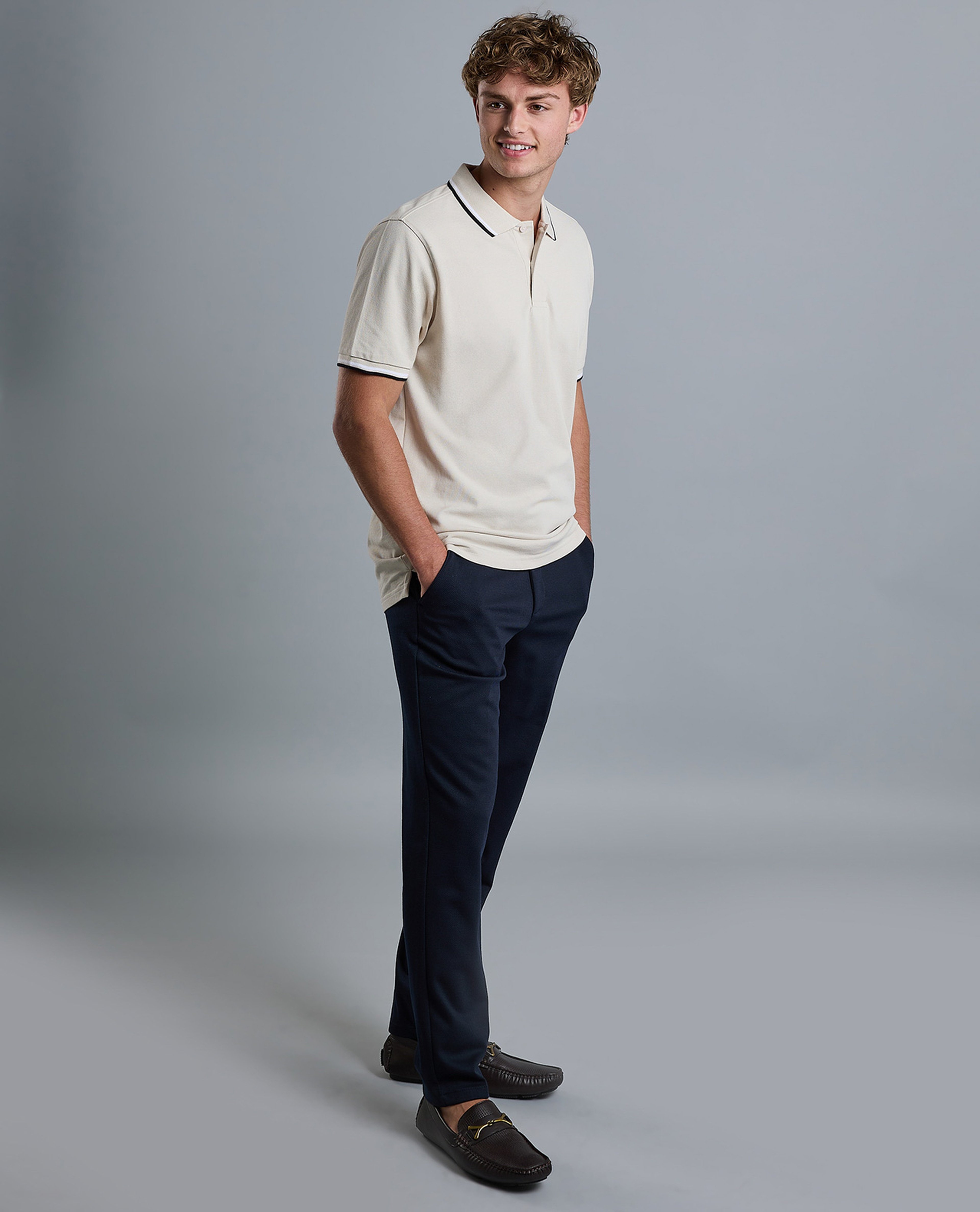 Contrast Tipping Polo T-Shirt with Short Sleeves