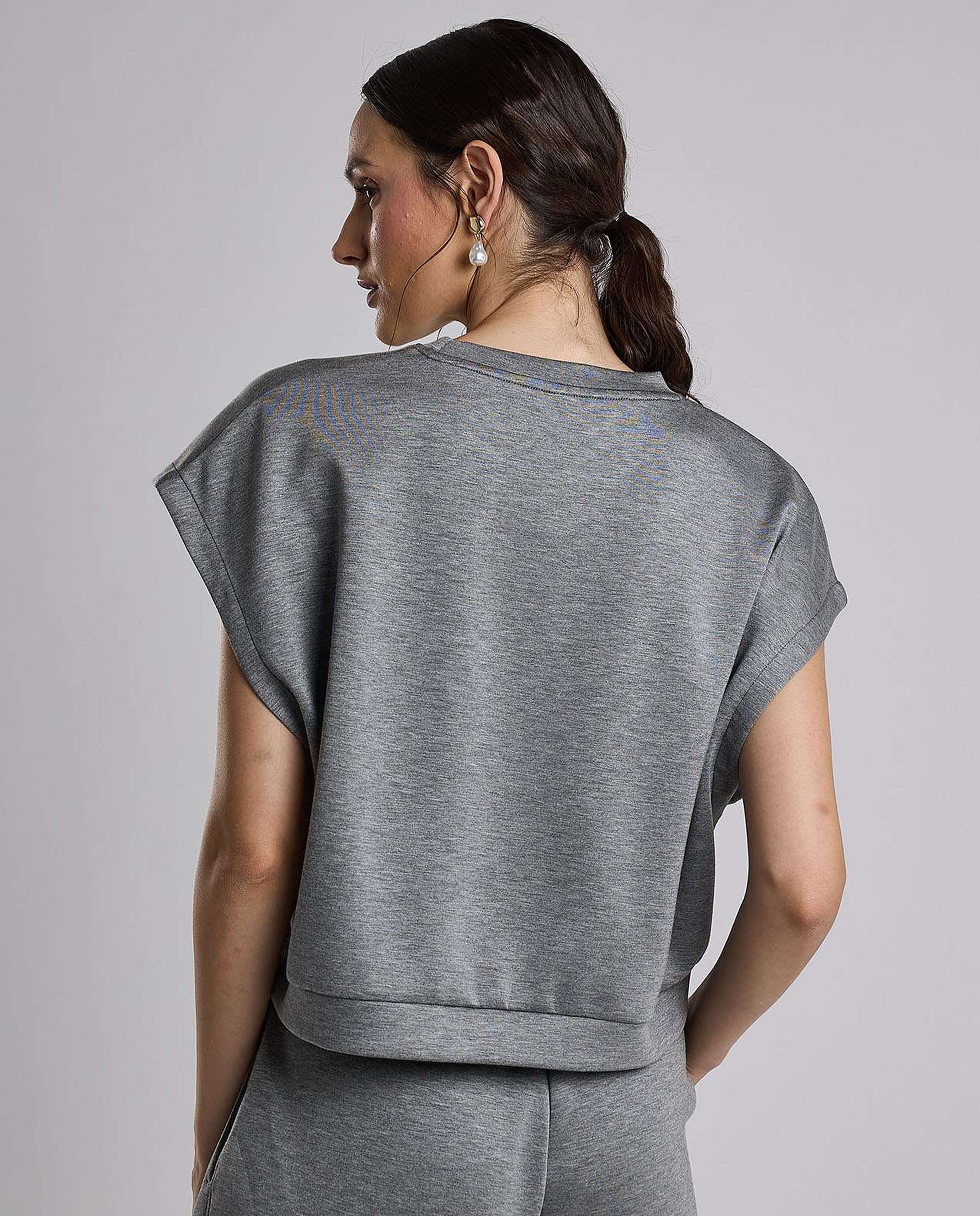 Solid Top with Crew Neck and Extended Sleeves