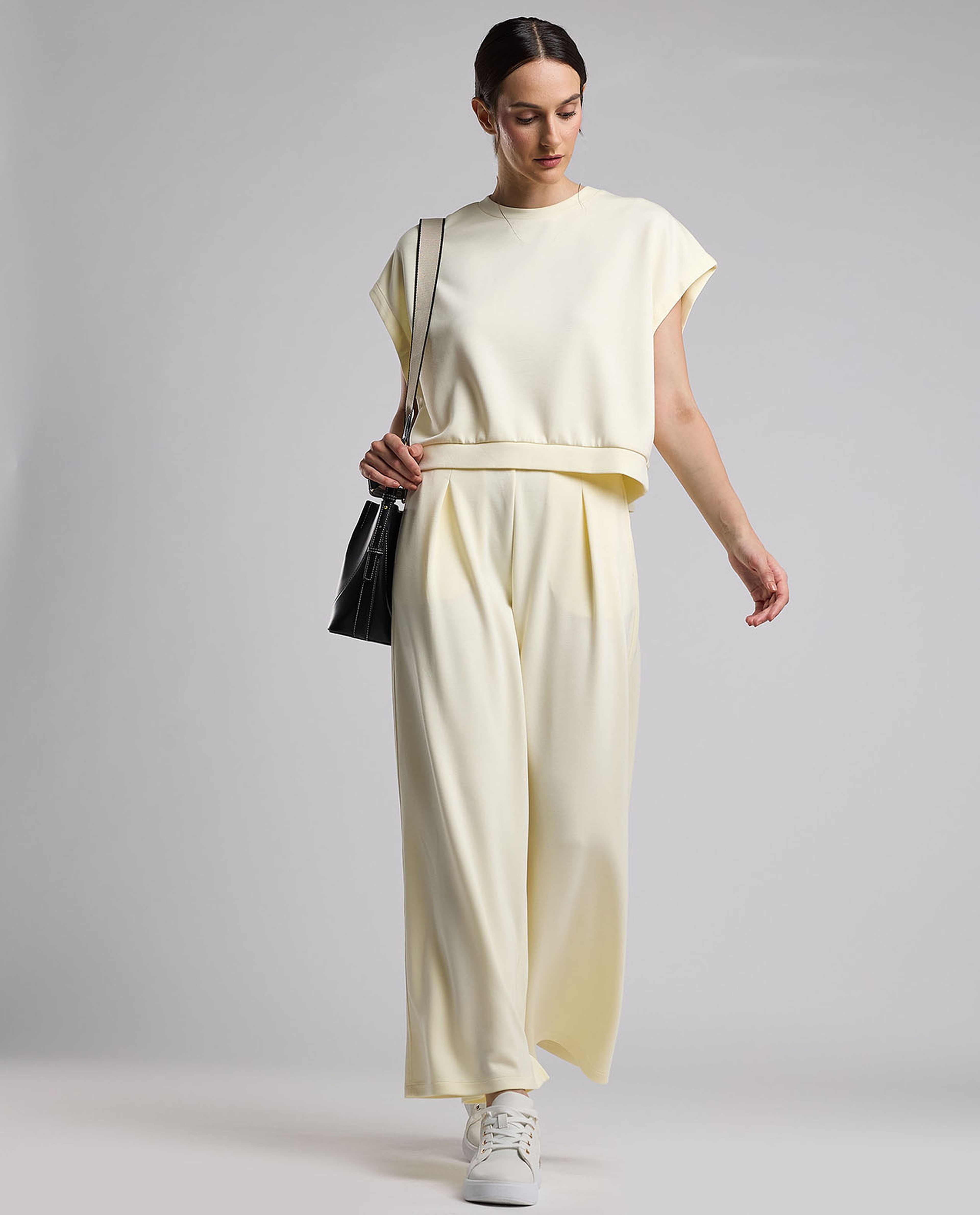 Solid Top with Crew Neck and Extended Sleeves