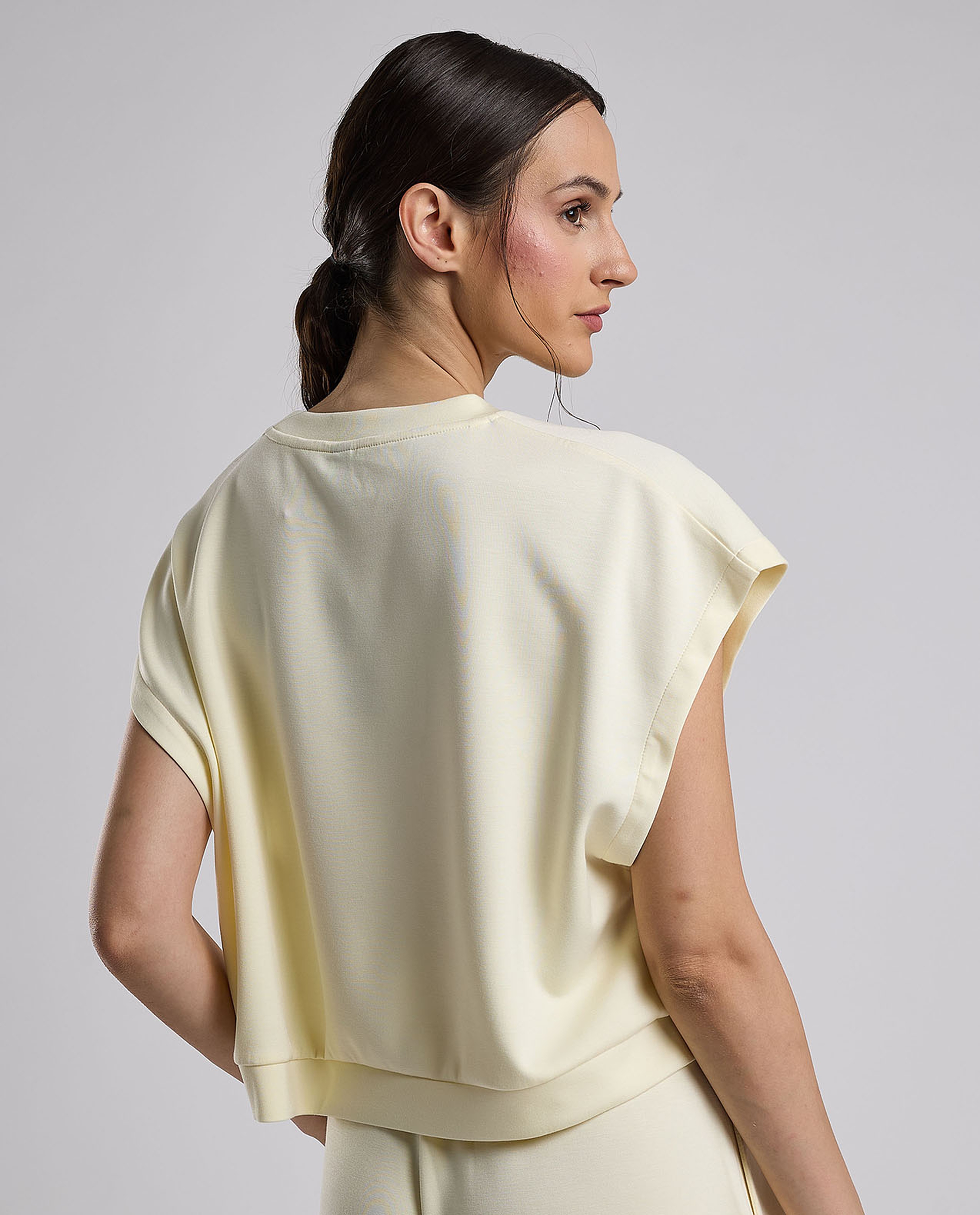 Solid Top with Crew Neck and Extended Sleeves