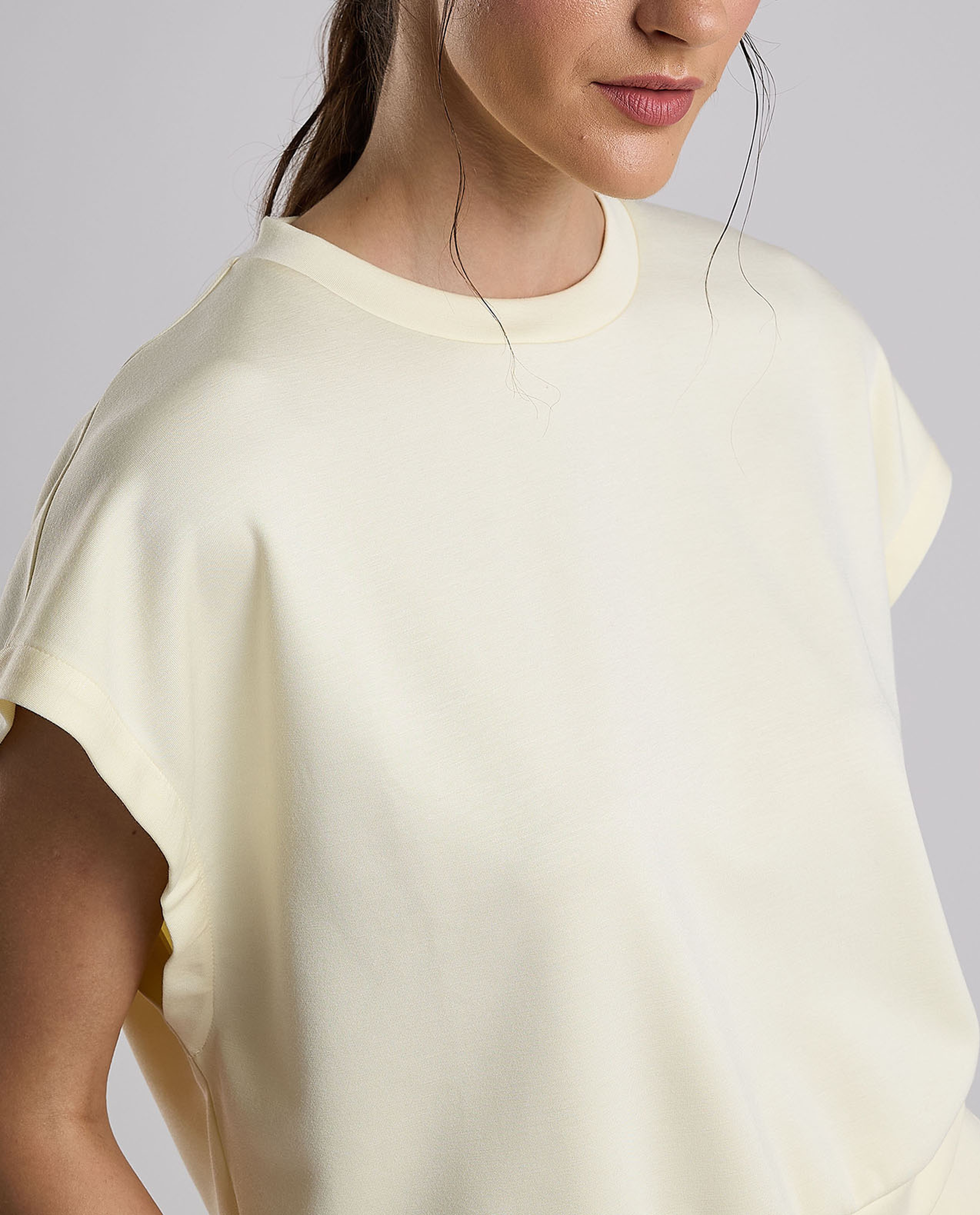 Solid Top with Crew Neck and Extended Sleeves