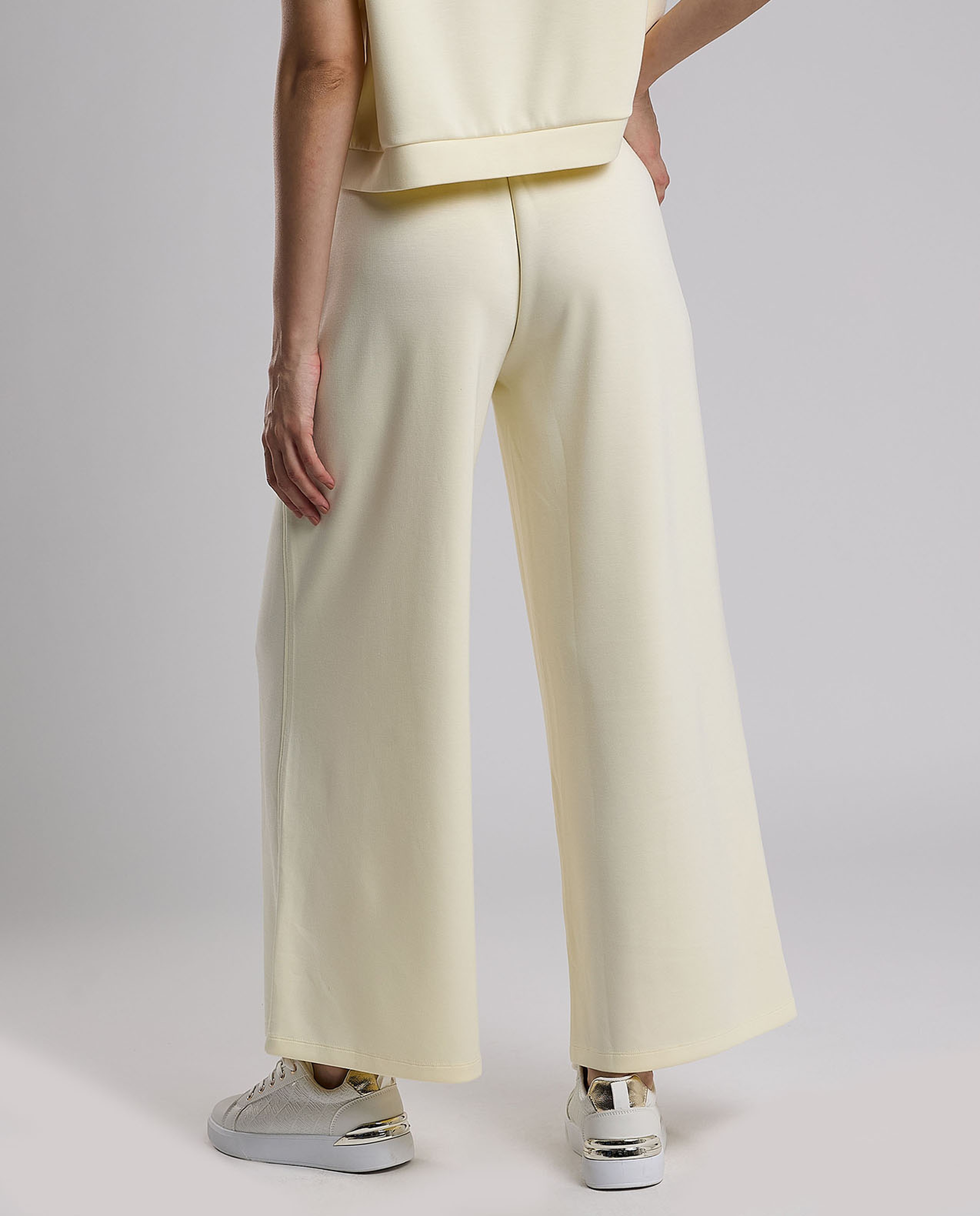 Solid Wide Leg Pants with Button Closure
