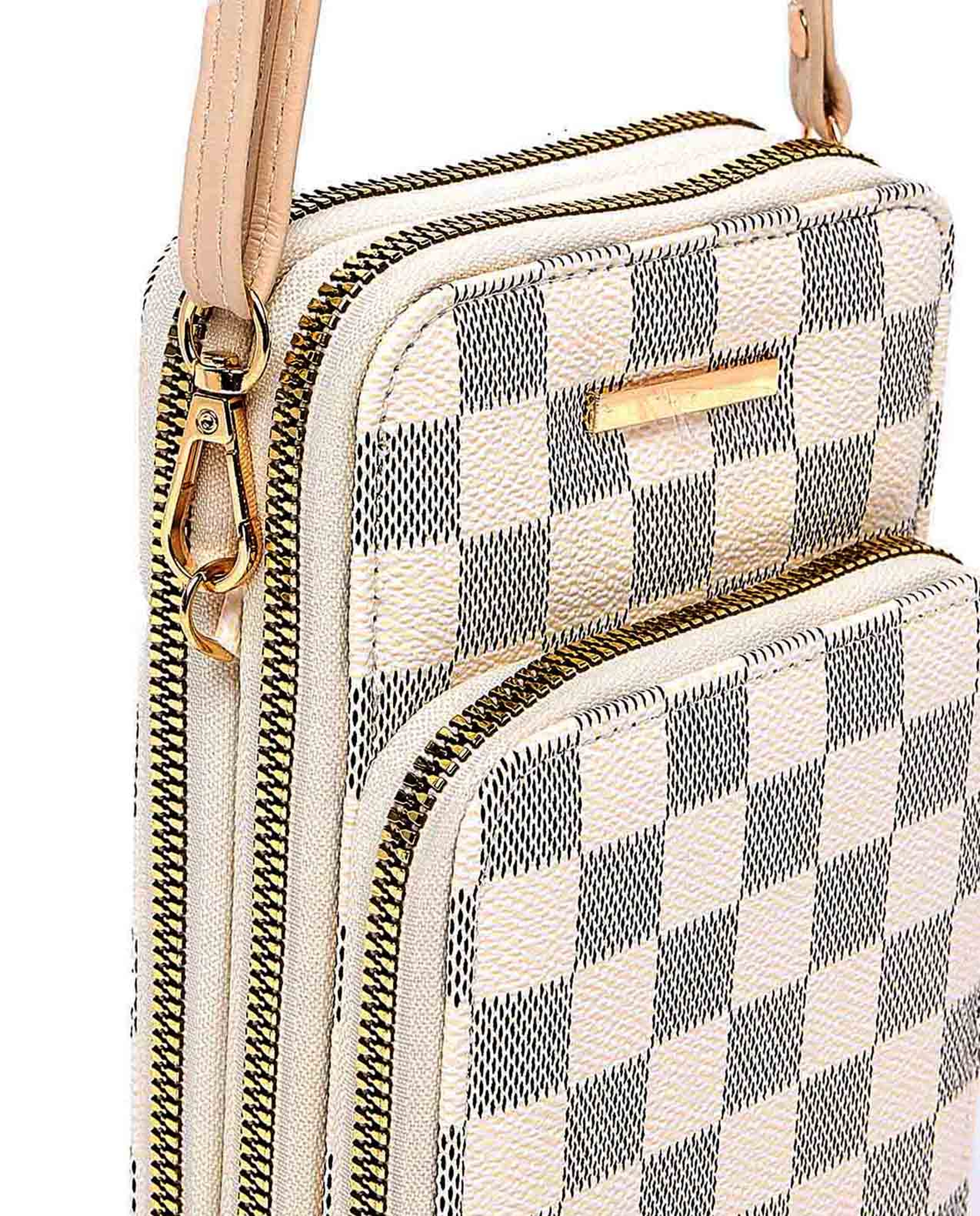 Checked Phone Crossbody Bag