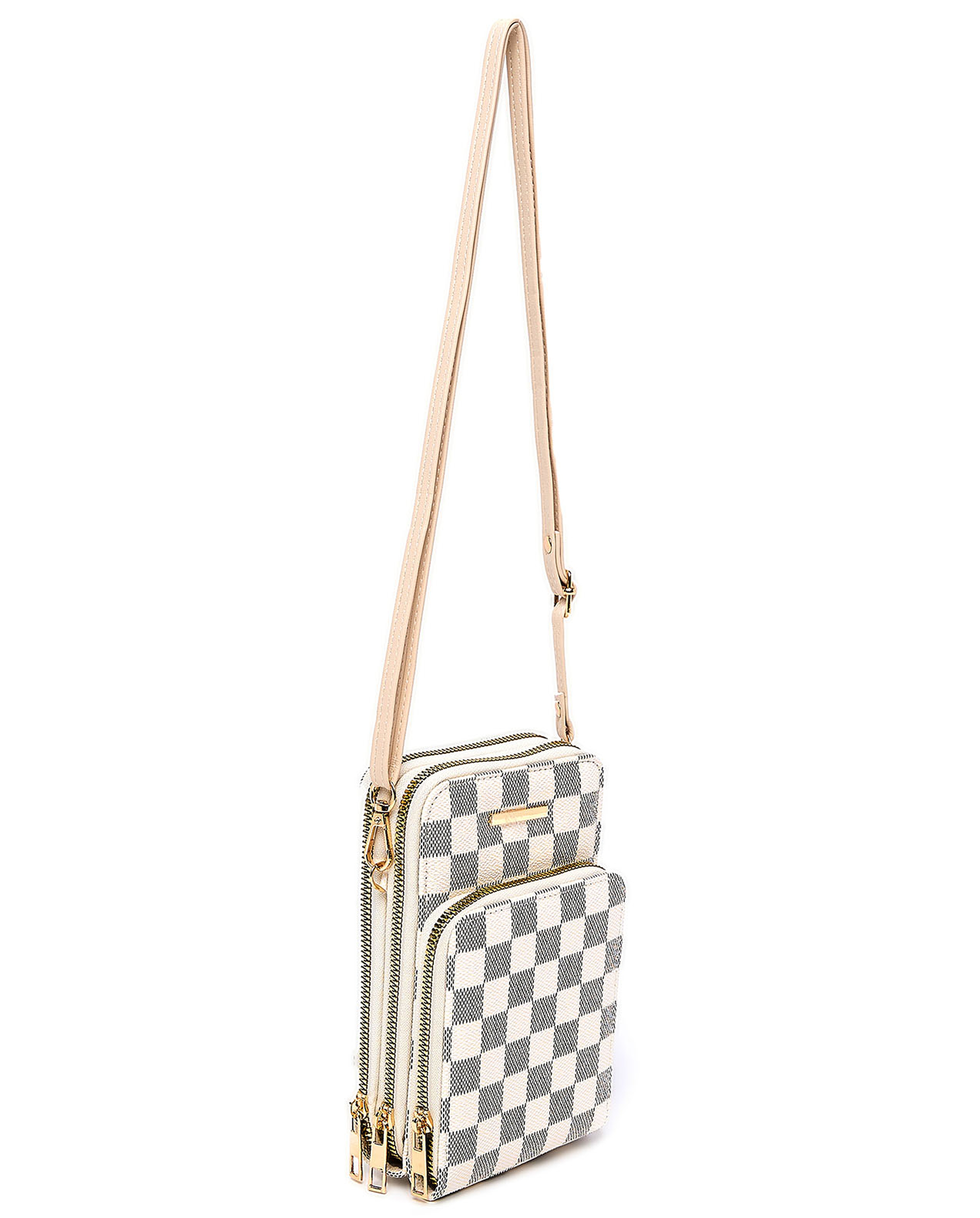 Checked Phone Crossbody Bag