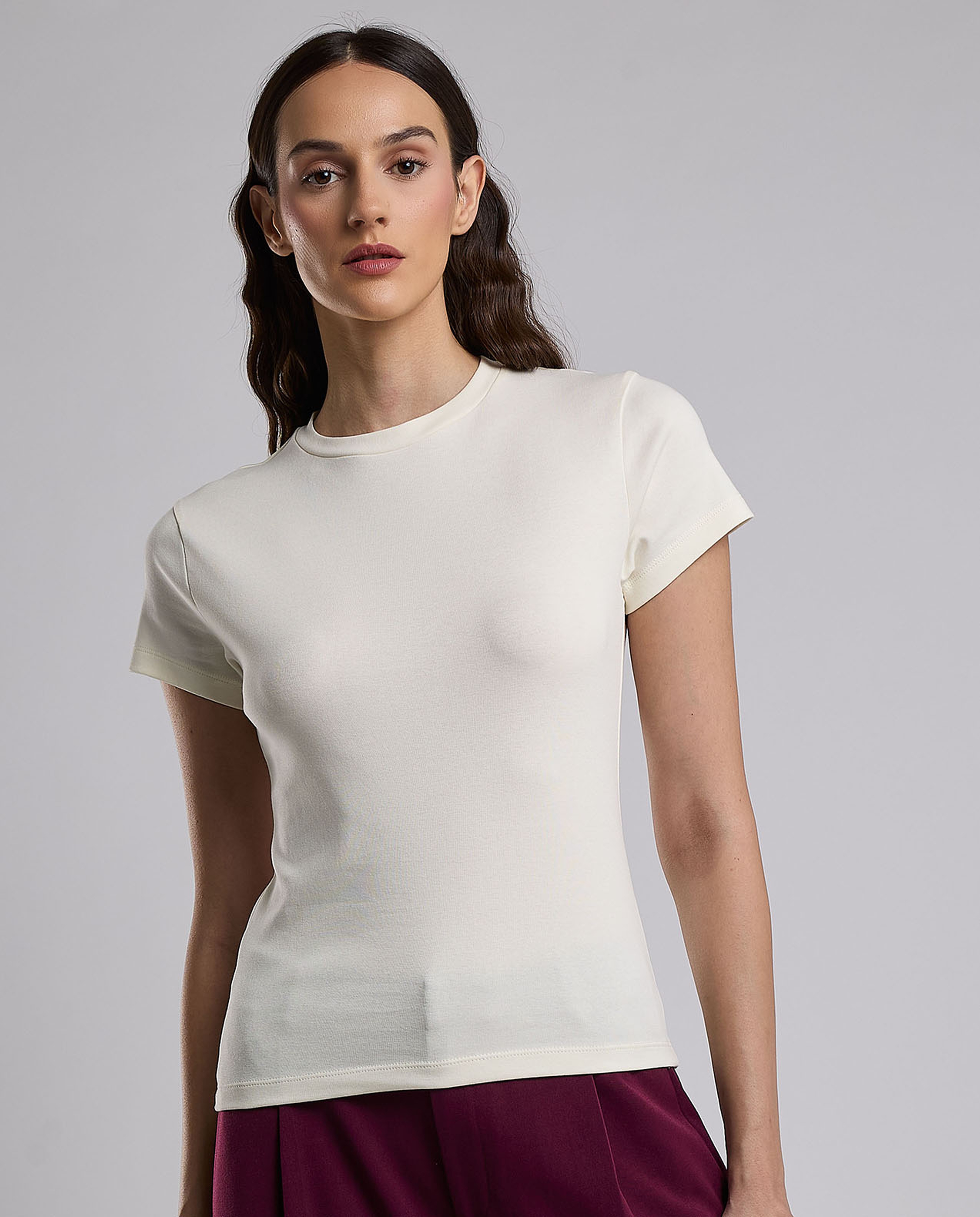 Solid T-Shirt with Crew Neck and Short Sleeves