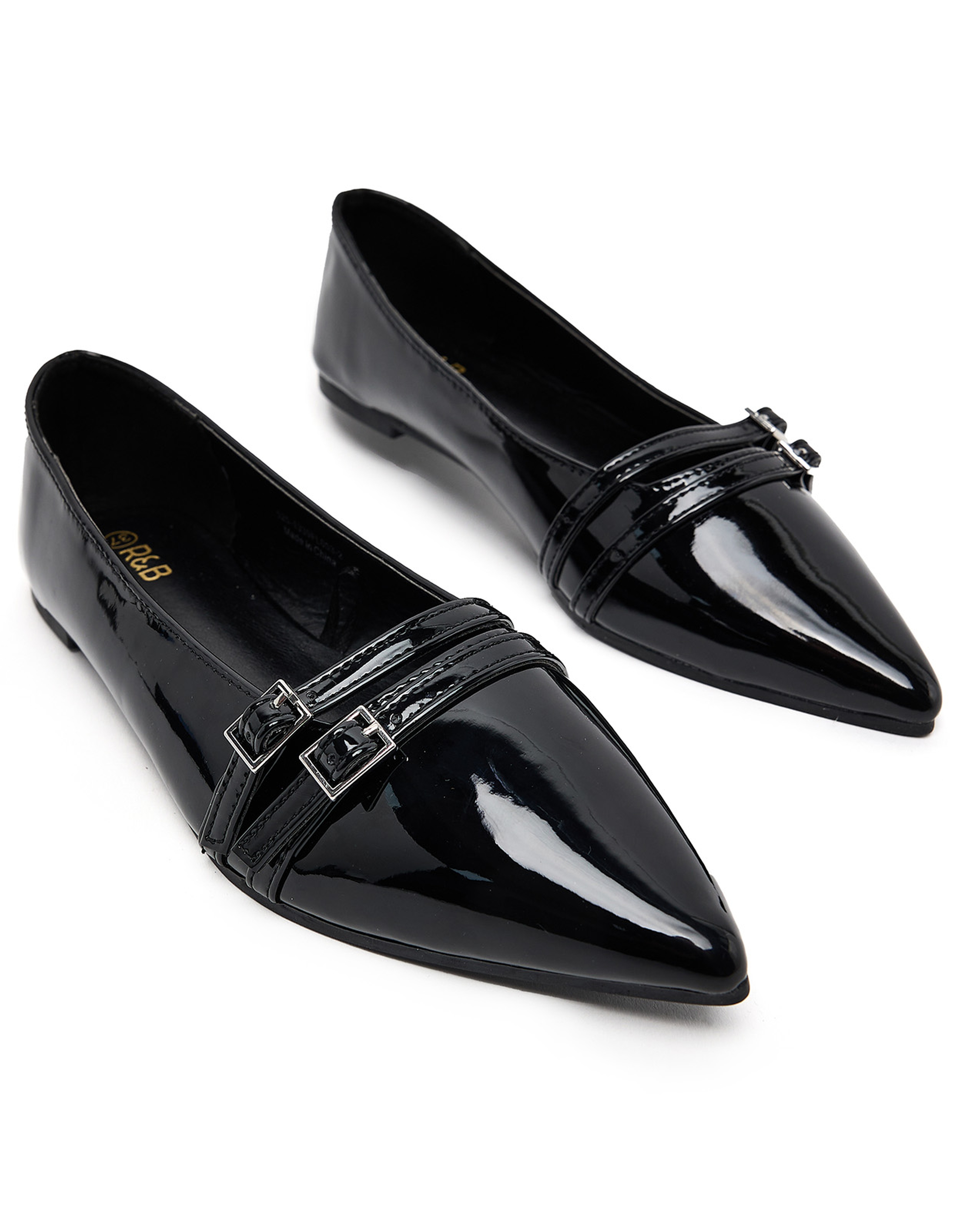 Glossy Pointed Toe Ballerinas