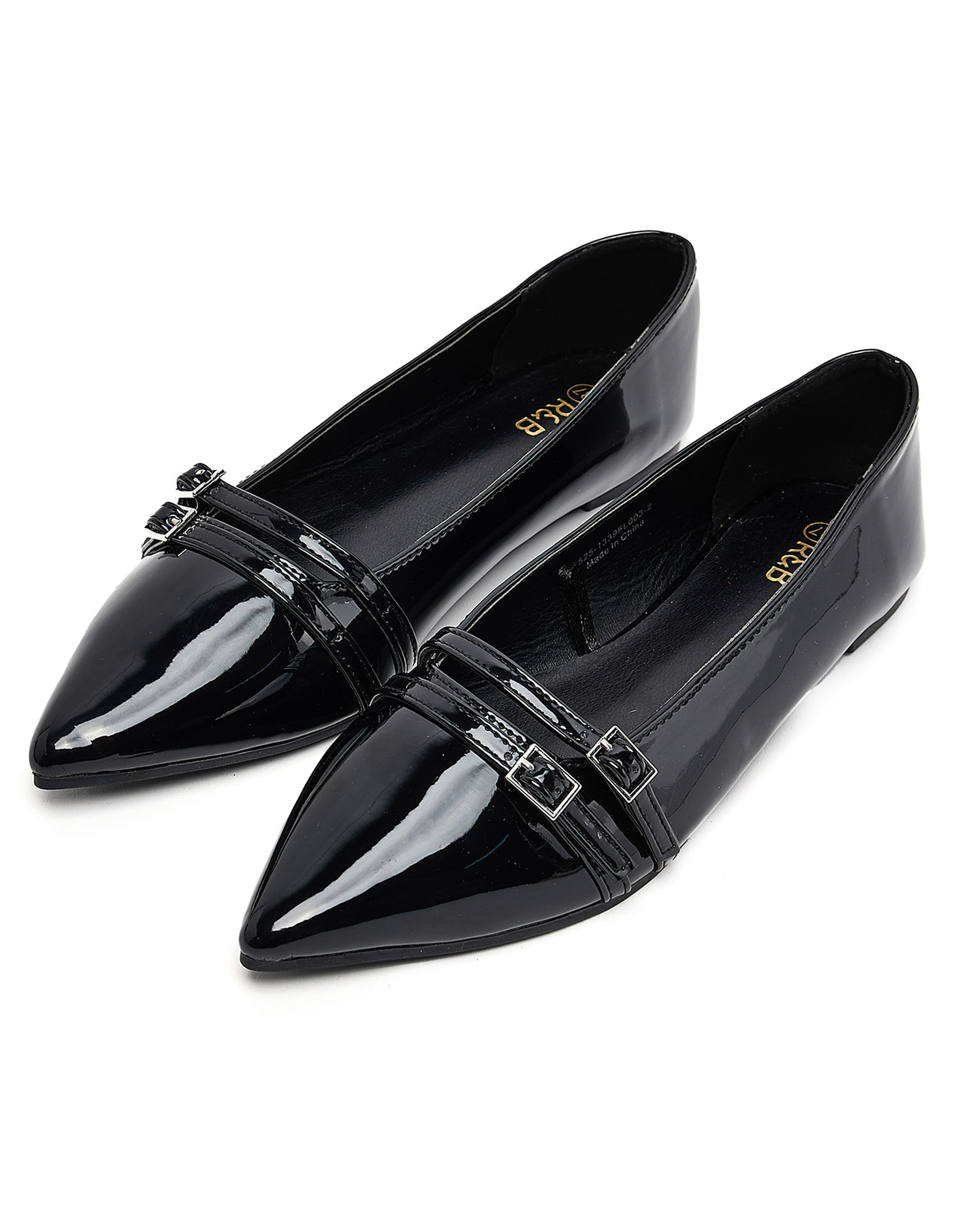 Glossy Pointed Toe Ballerinas