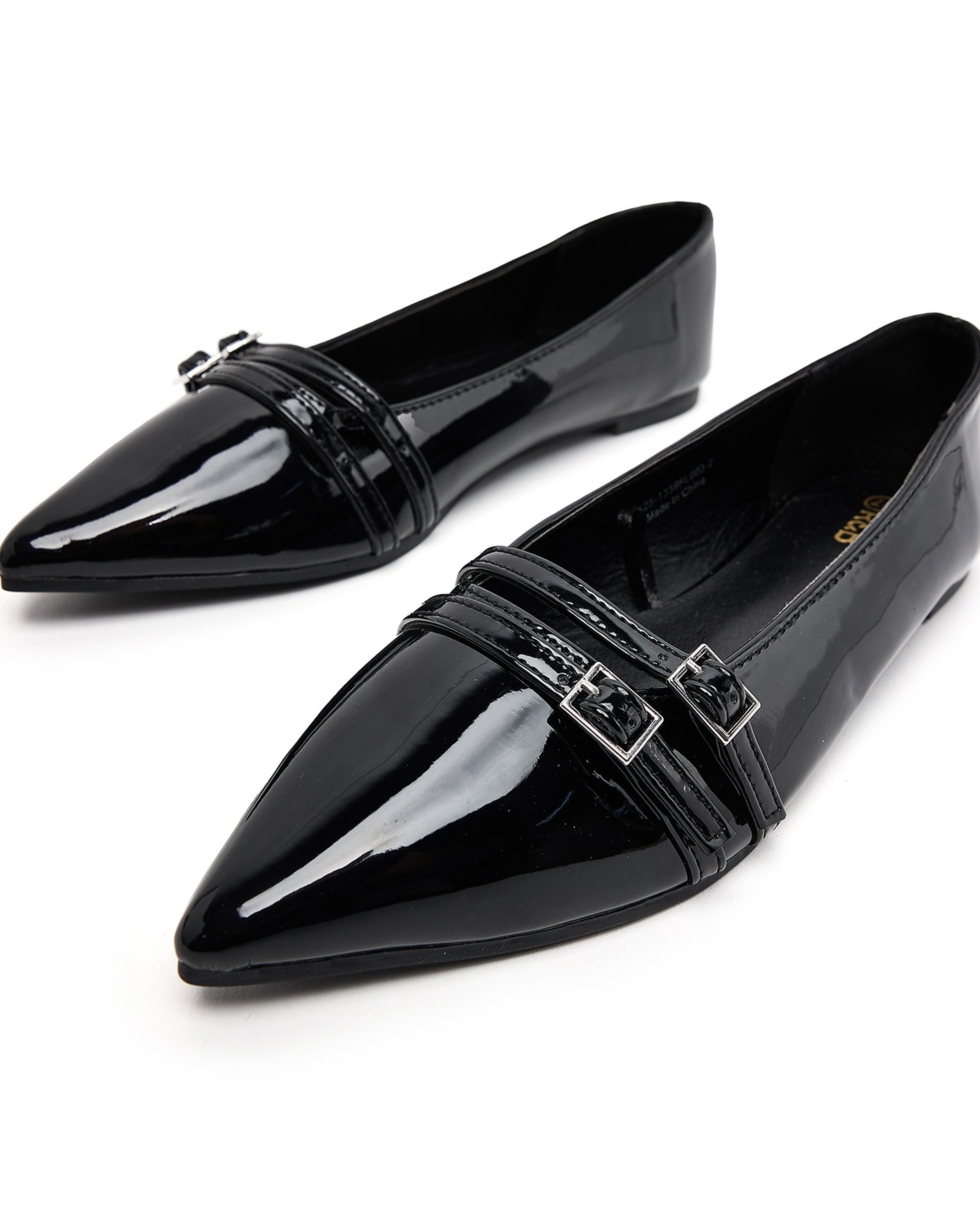 Glossy Pointed Toe Ballerinas