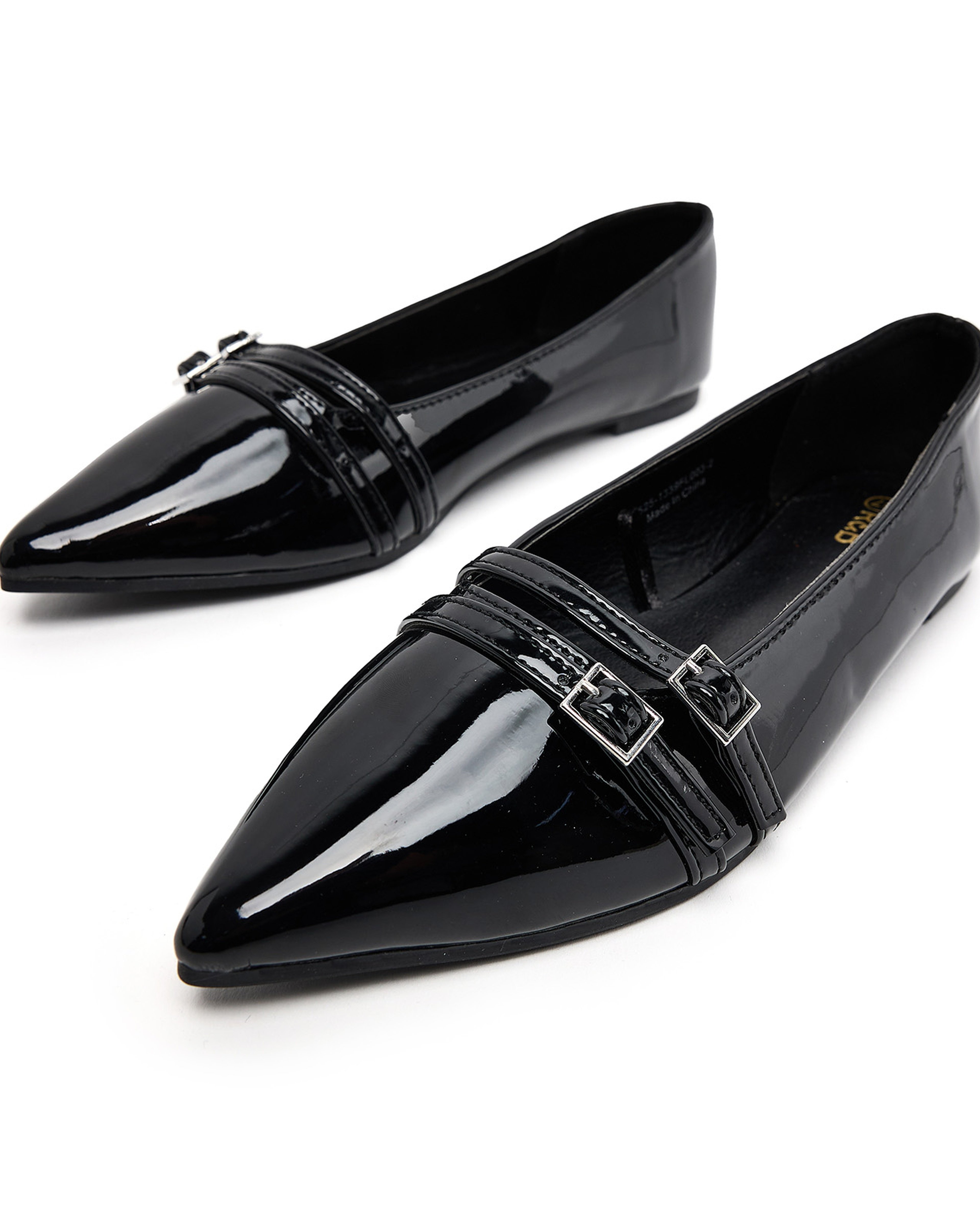 Glossy Pointed Toe Ballerinas