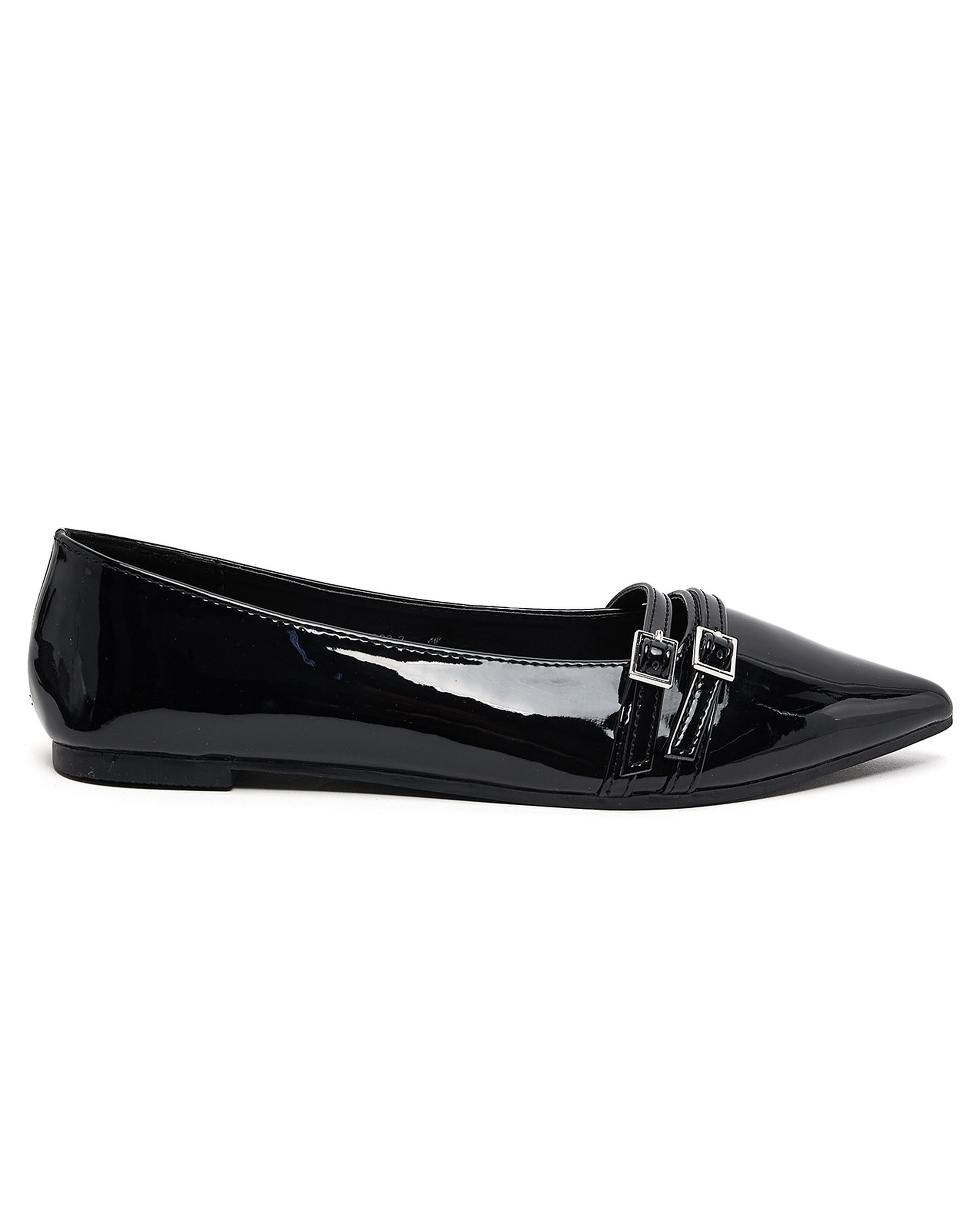 Glossy Pointed Toe Ballerinas