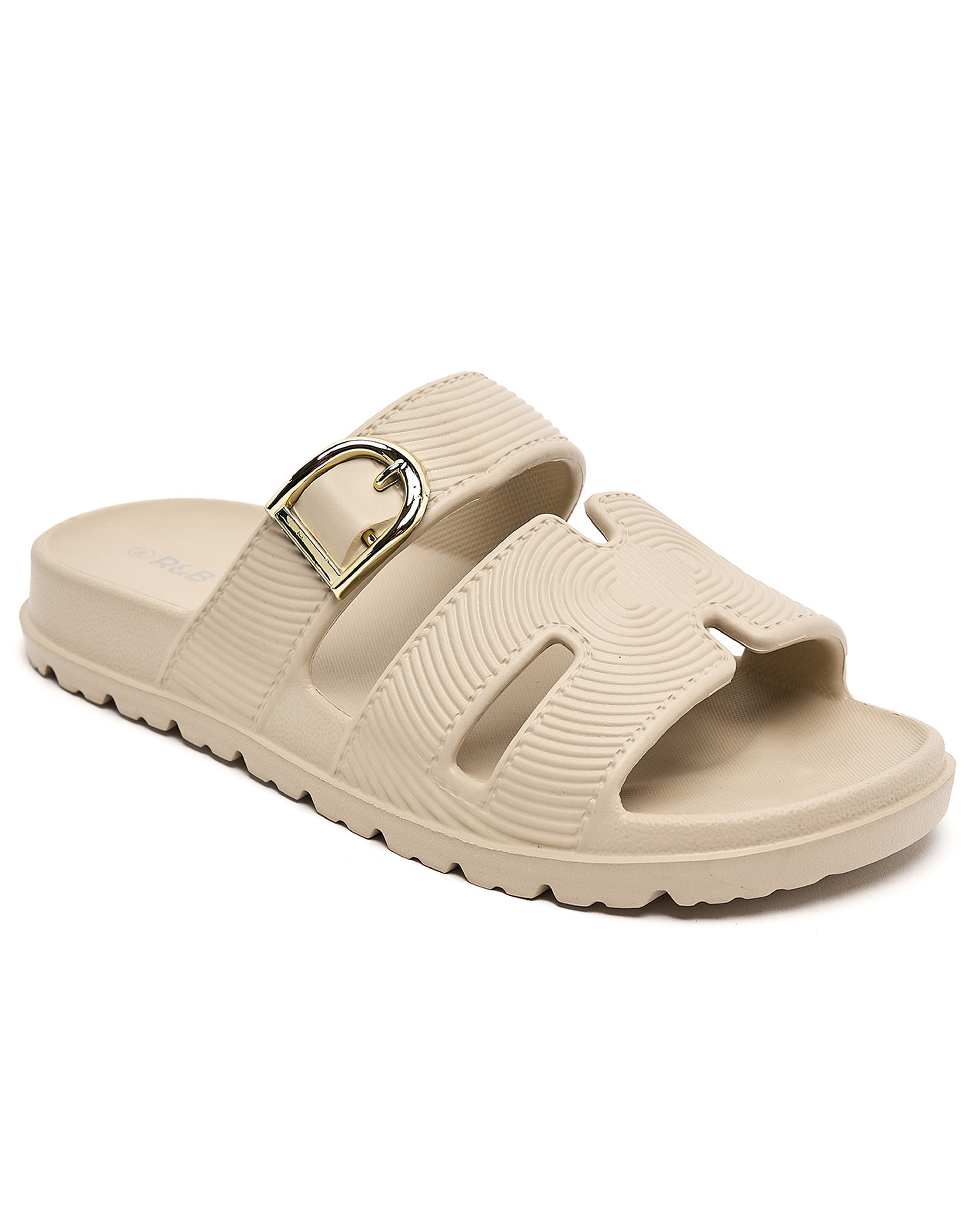 Textured Strappy Slides