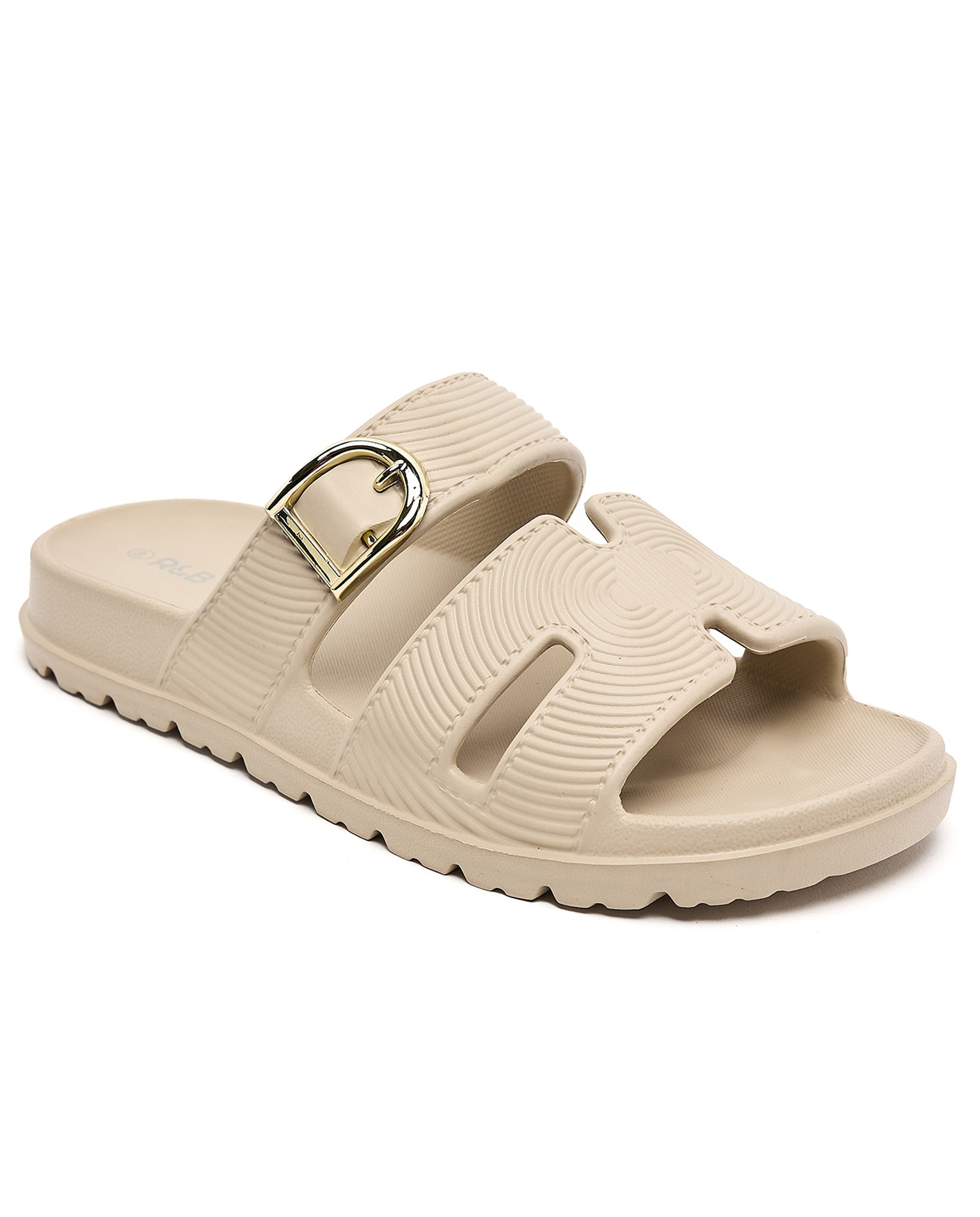 Textured Strappy Slides