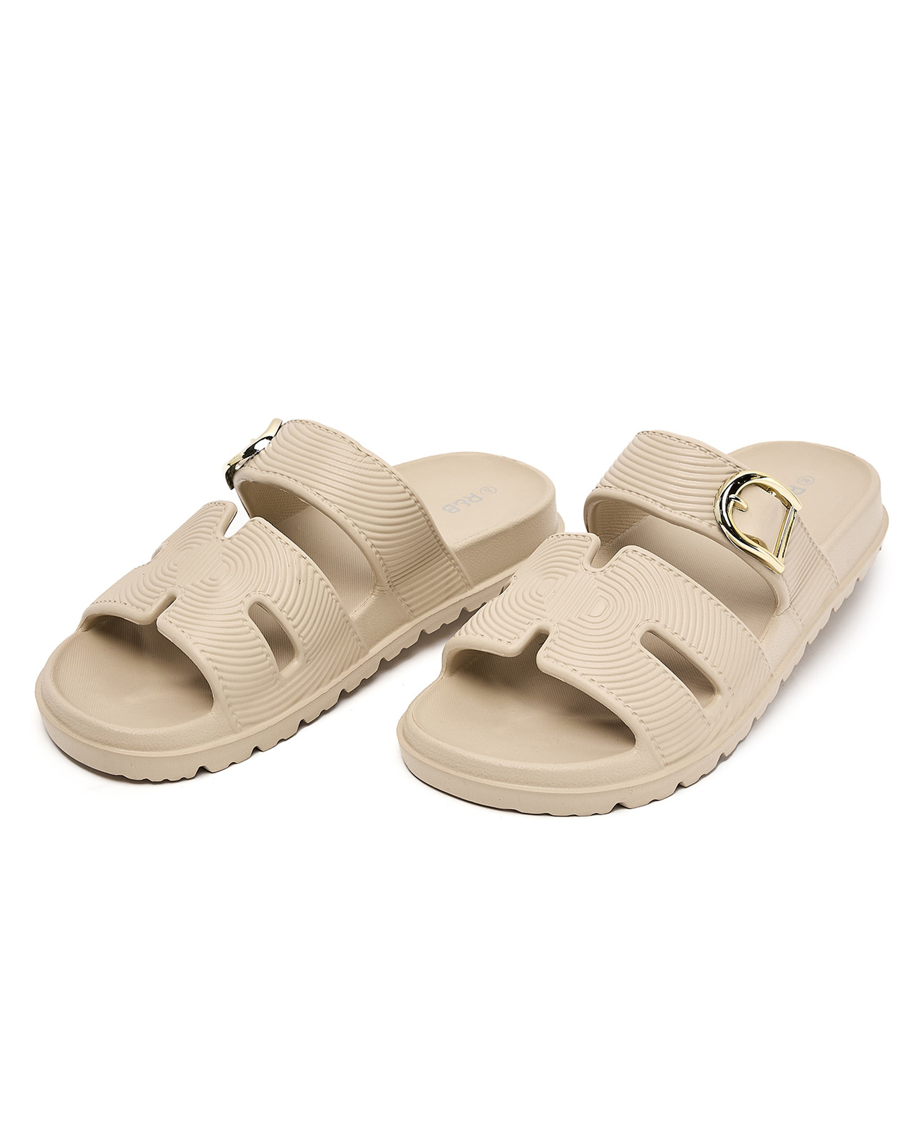 Textured Strappy Slides