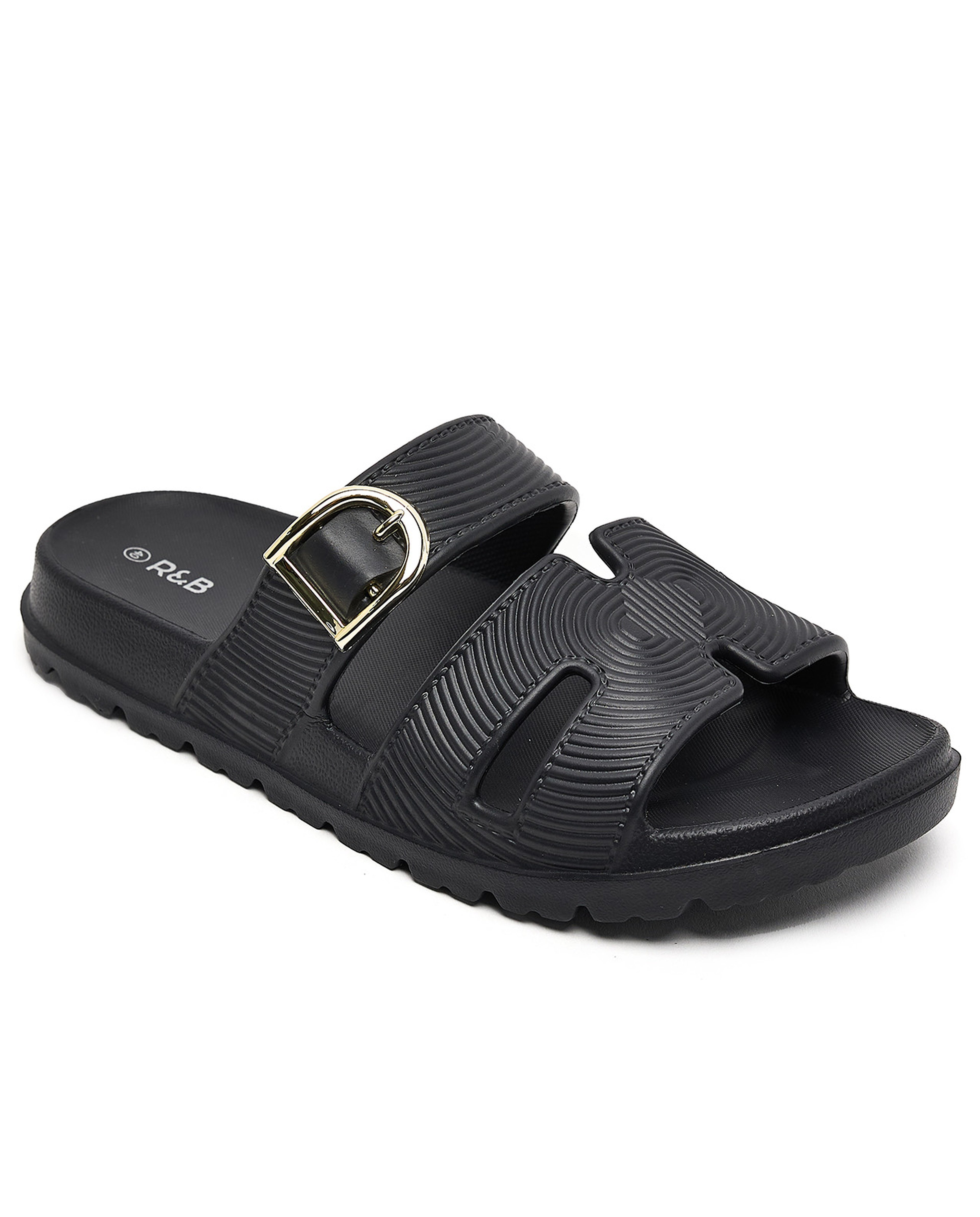 Textured Strappy Slides