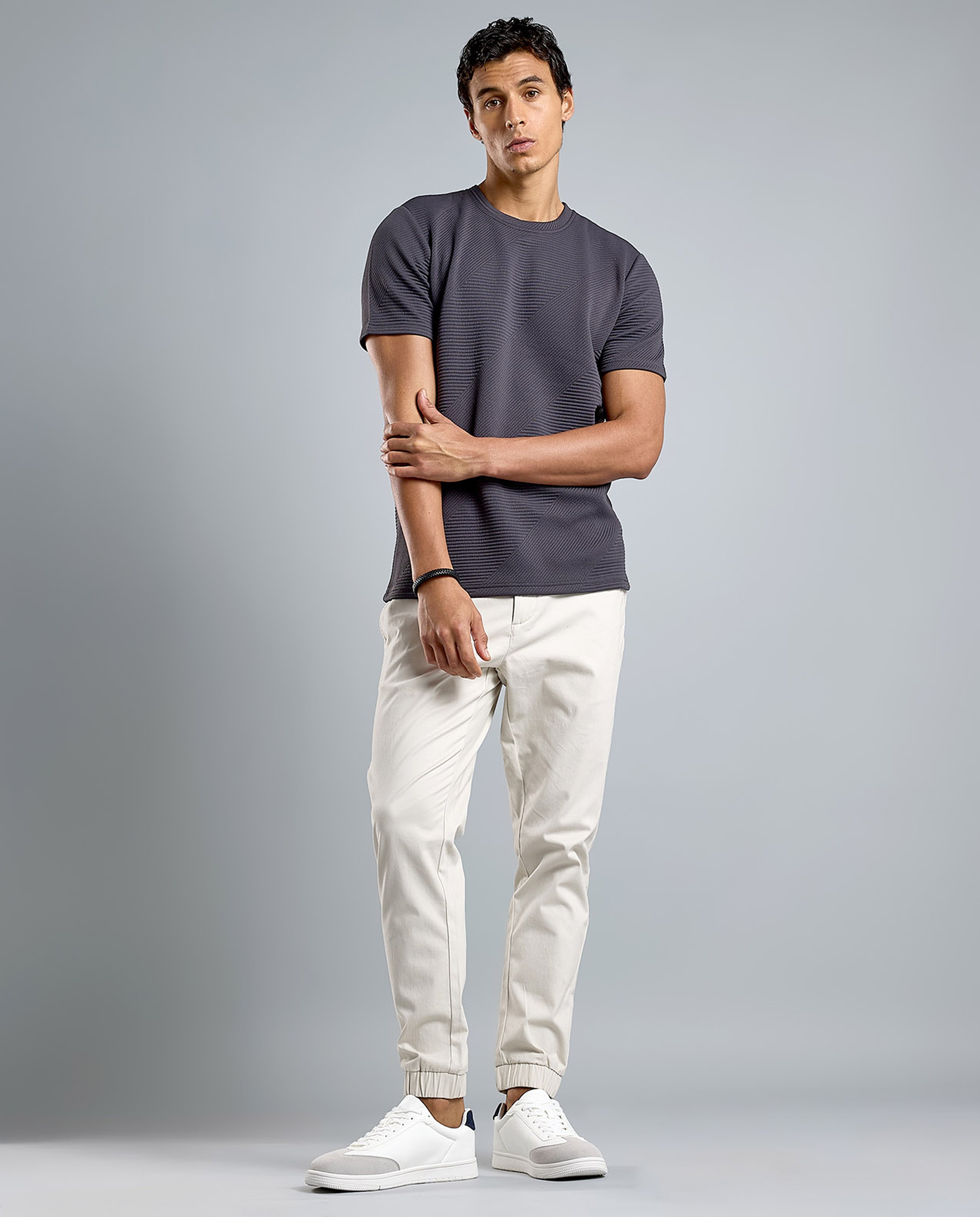 Solid T-Shirt with Crew Neck and Short Sleeves