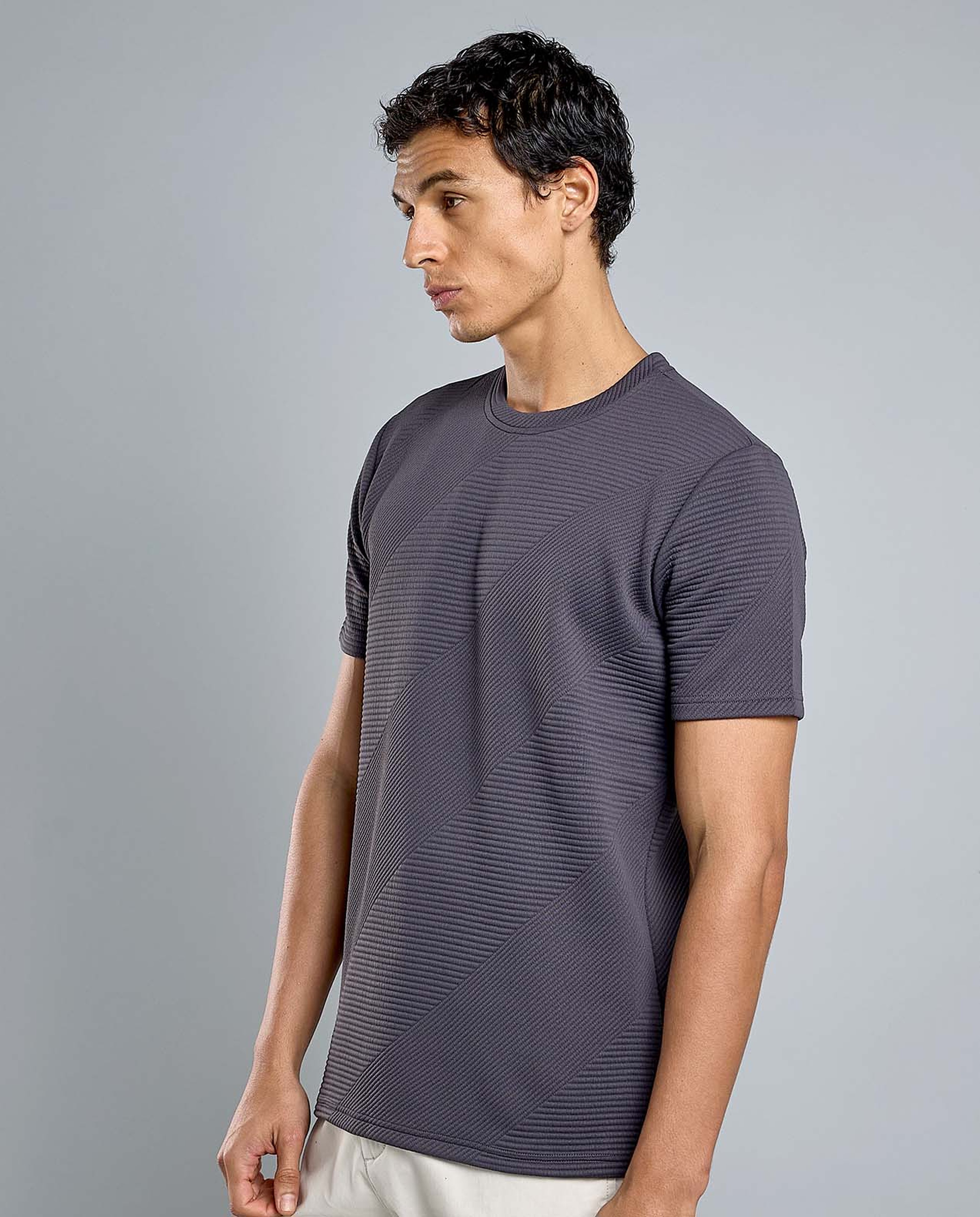 Solid T-Shirt with Crew Neck and Short Sleeves