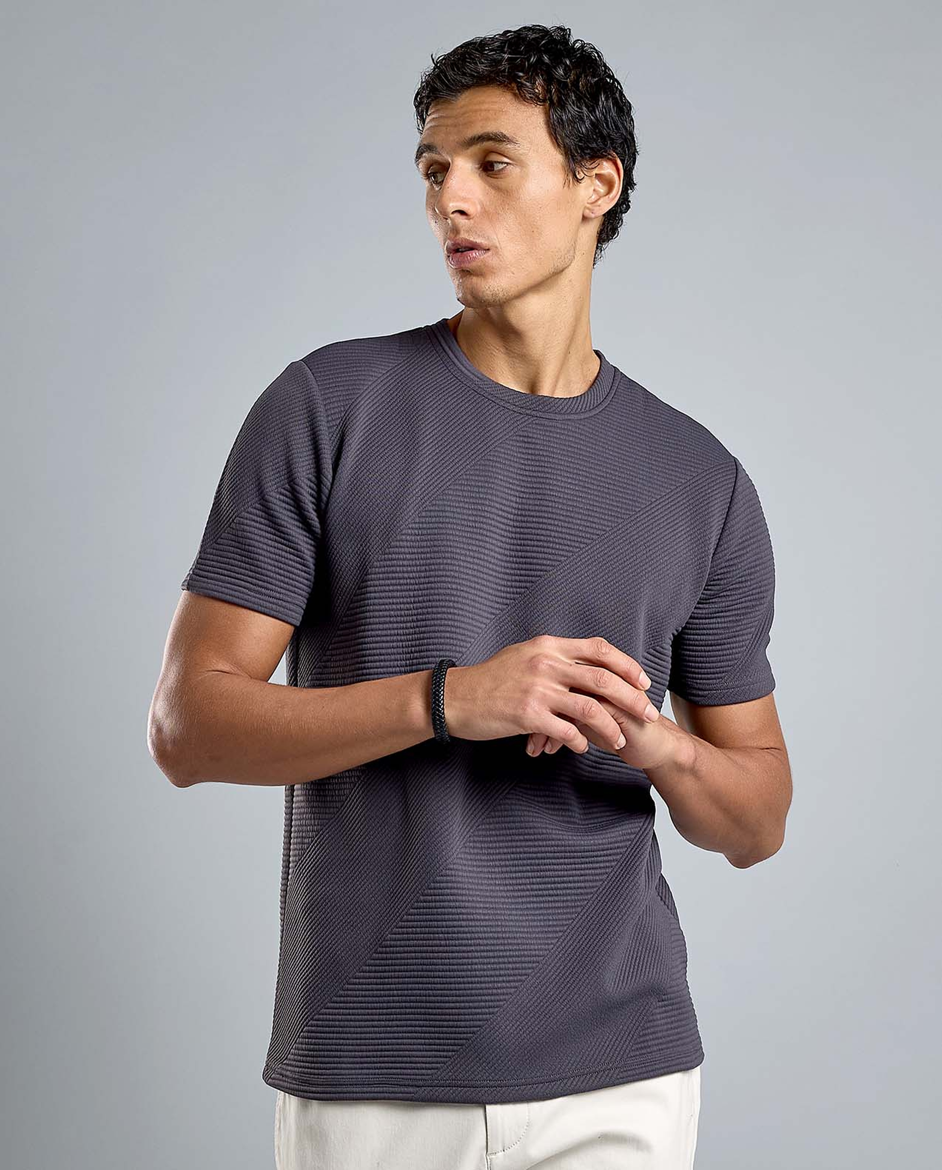 Solid T-Shirt with Crew Neck and Short Sleeves