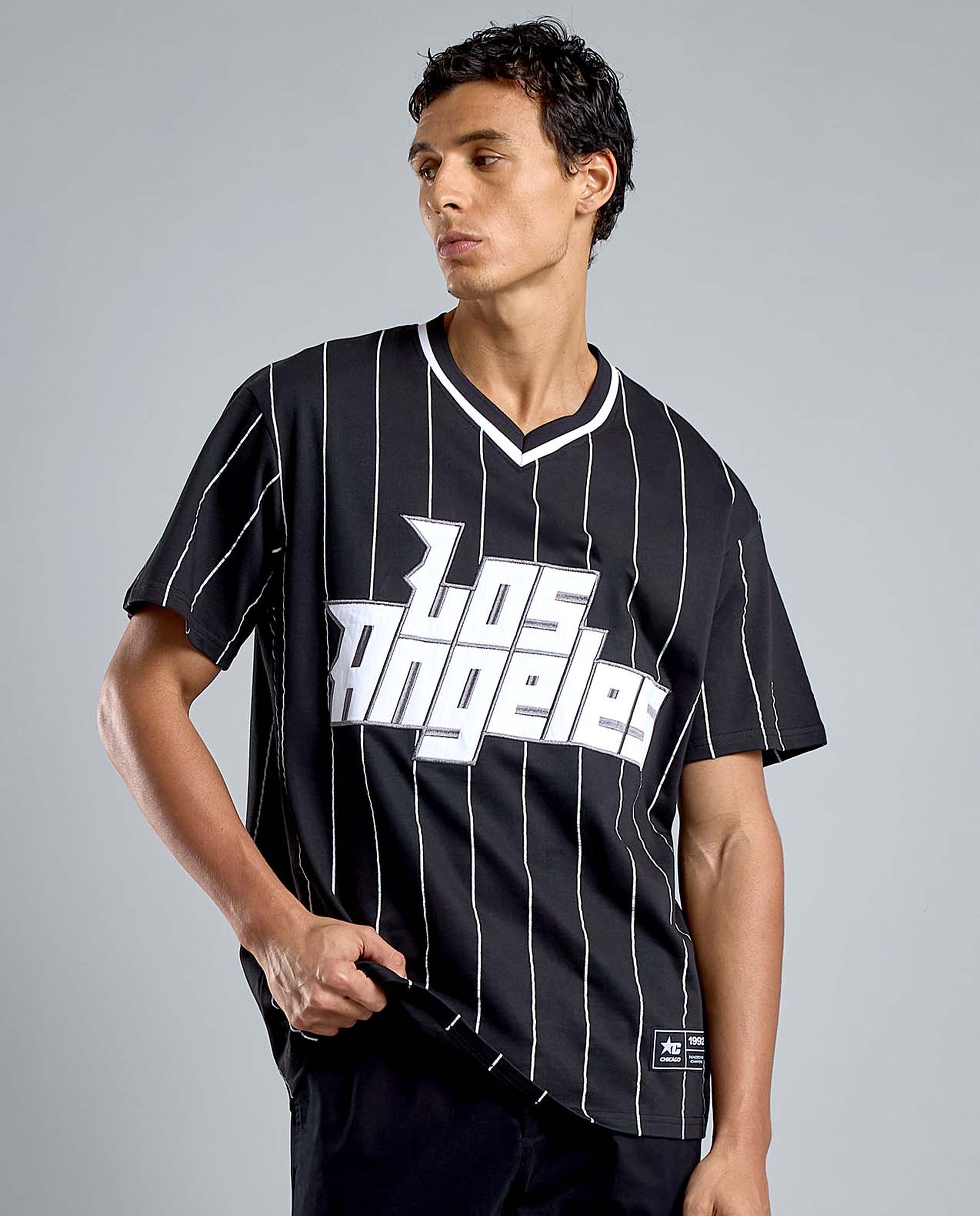 Printed T-Shirt with V-Neck Short Sleeves