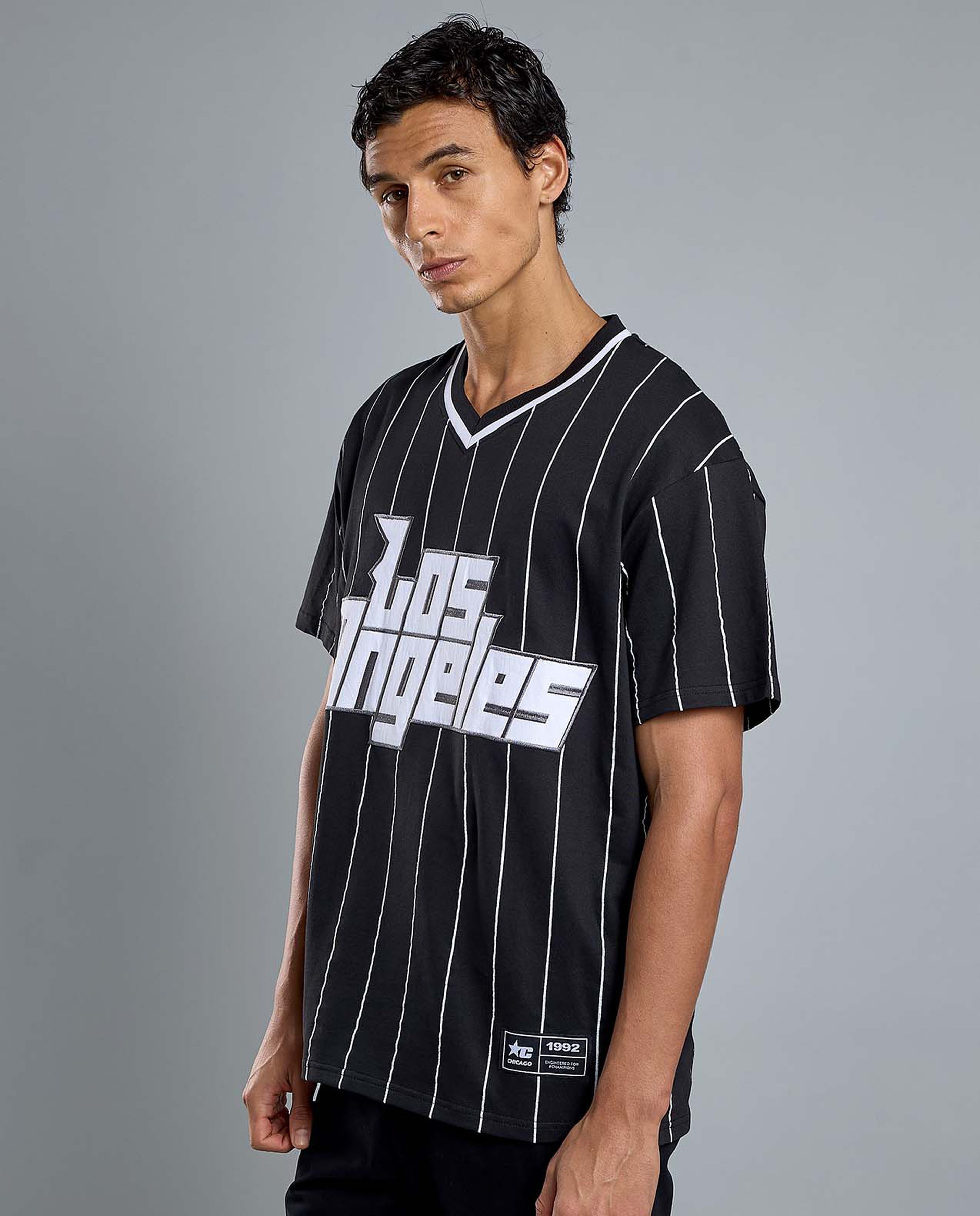 Printed T-Shirt with V-Neck Short Sleeves