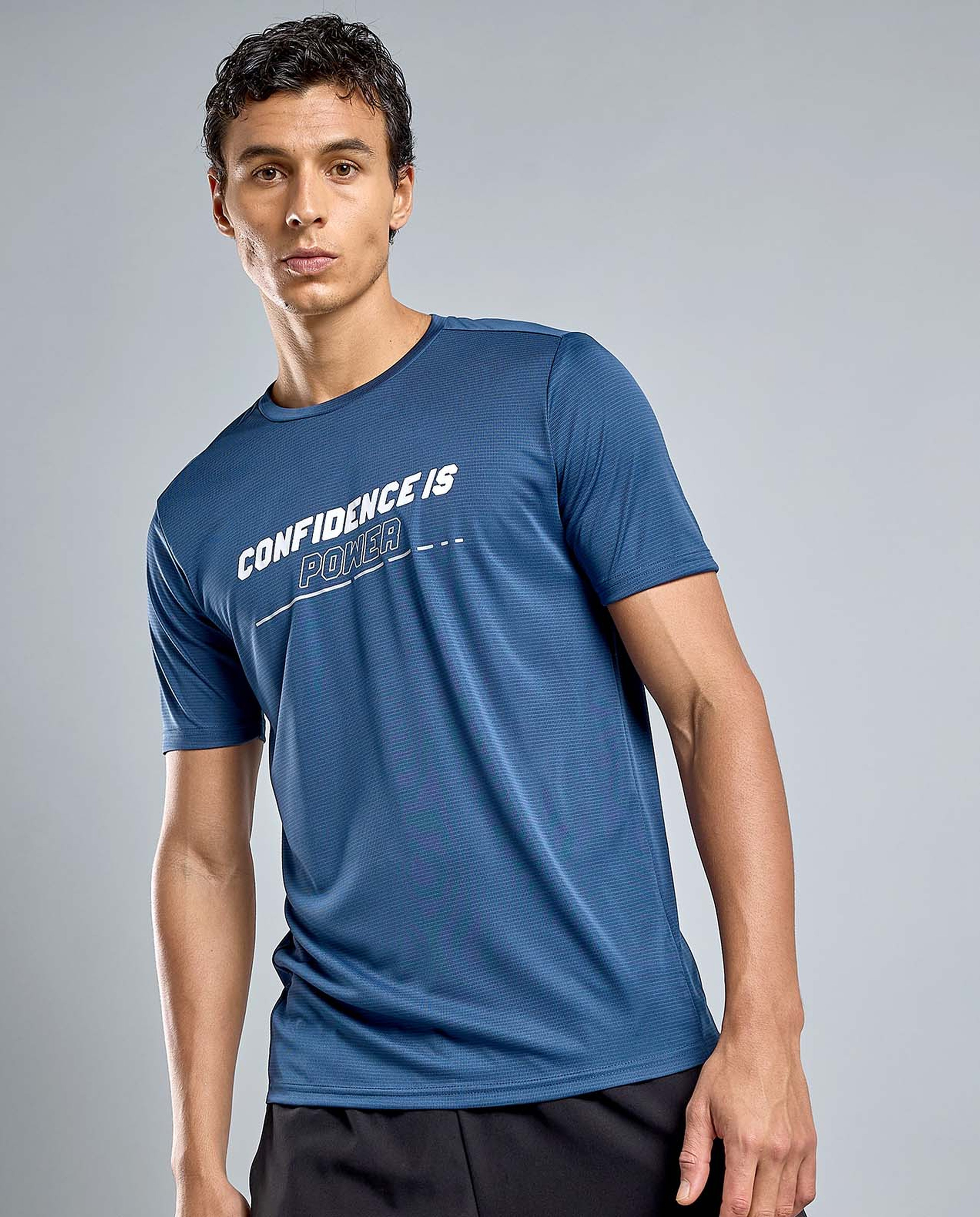 Printed Active T-Shirt with Crew Neck and Short Sleeves