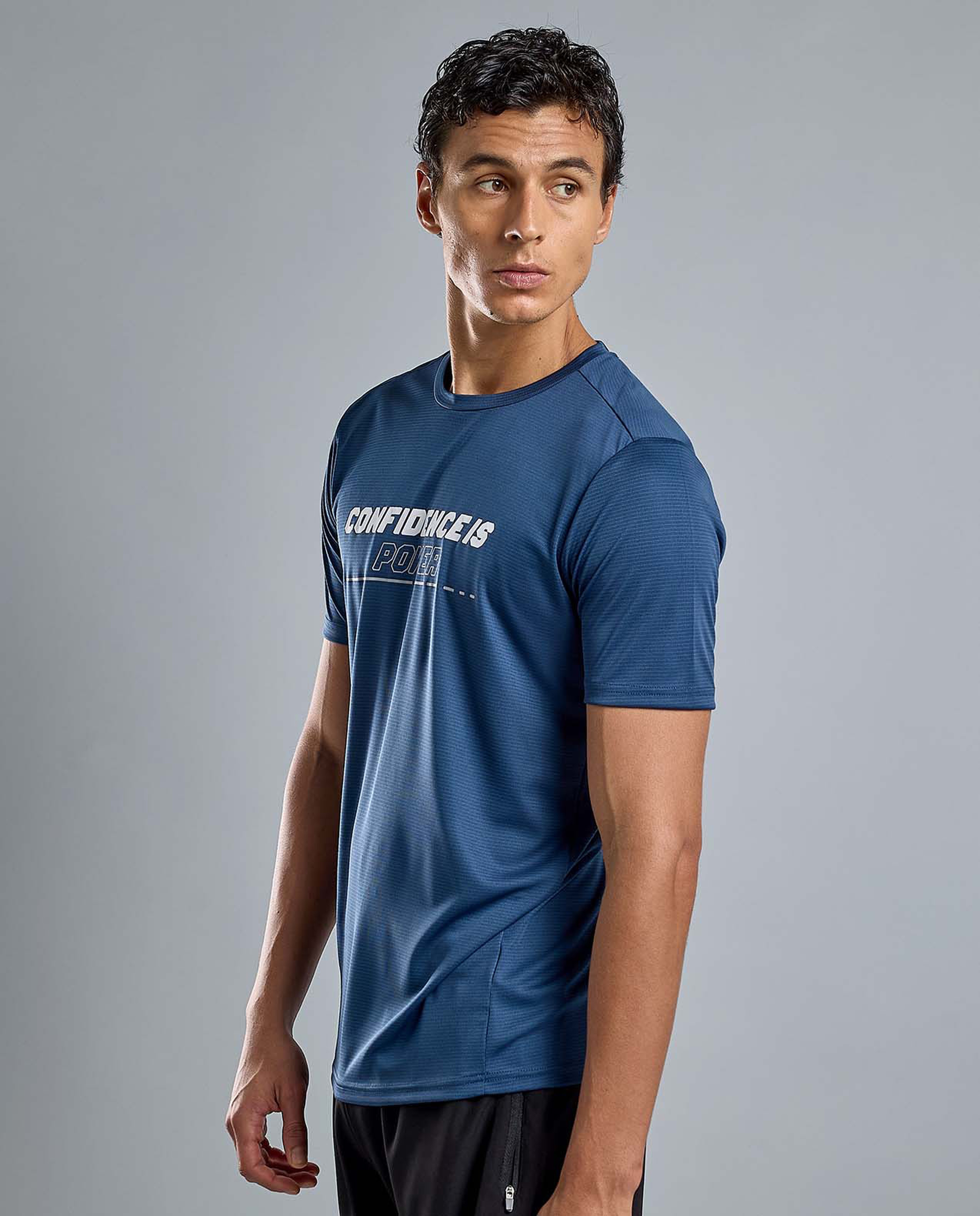 Printed Active T-Shirt with Crew Neck and Short Sleeves