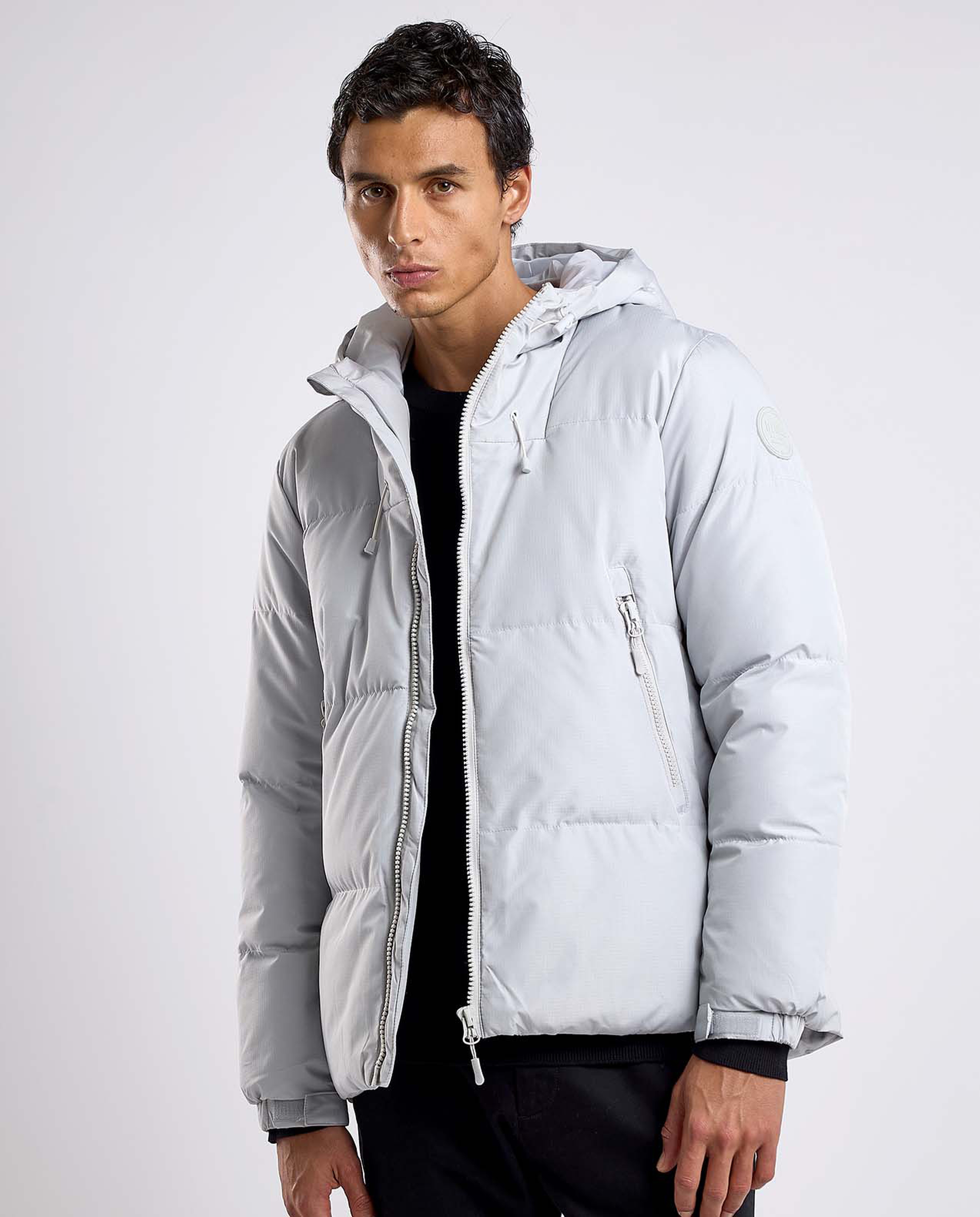 Quilted Hooded Puffer Jacket with Zipper Closure