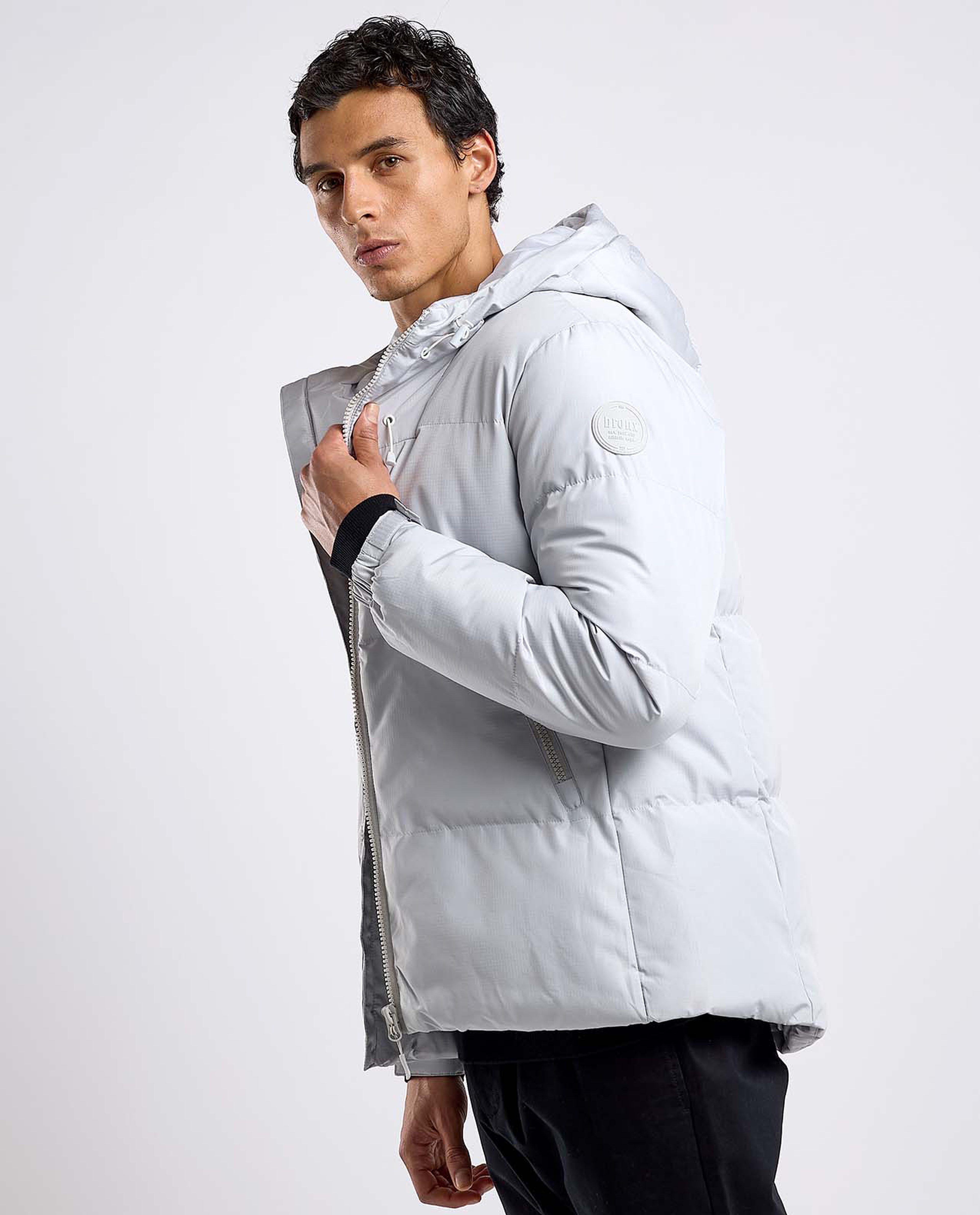 Quilted Hooded Puffer Jacket with Zipper Closure