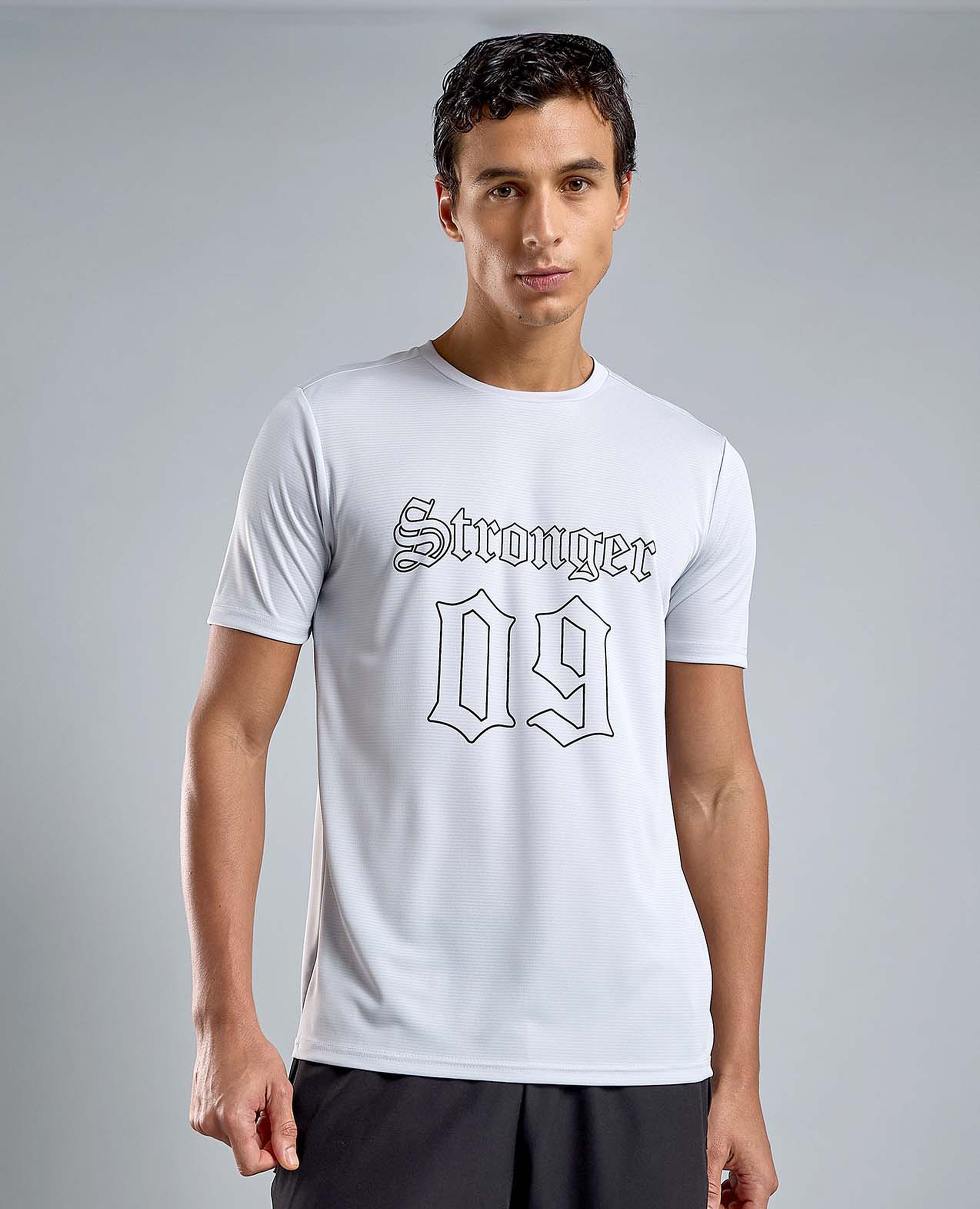 Printed Active T-Shirt with Crew Neck and Short Sleeves