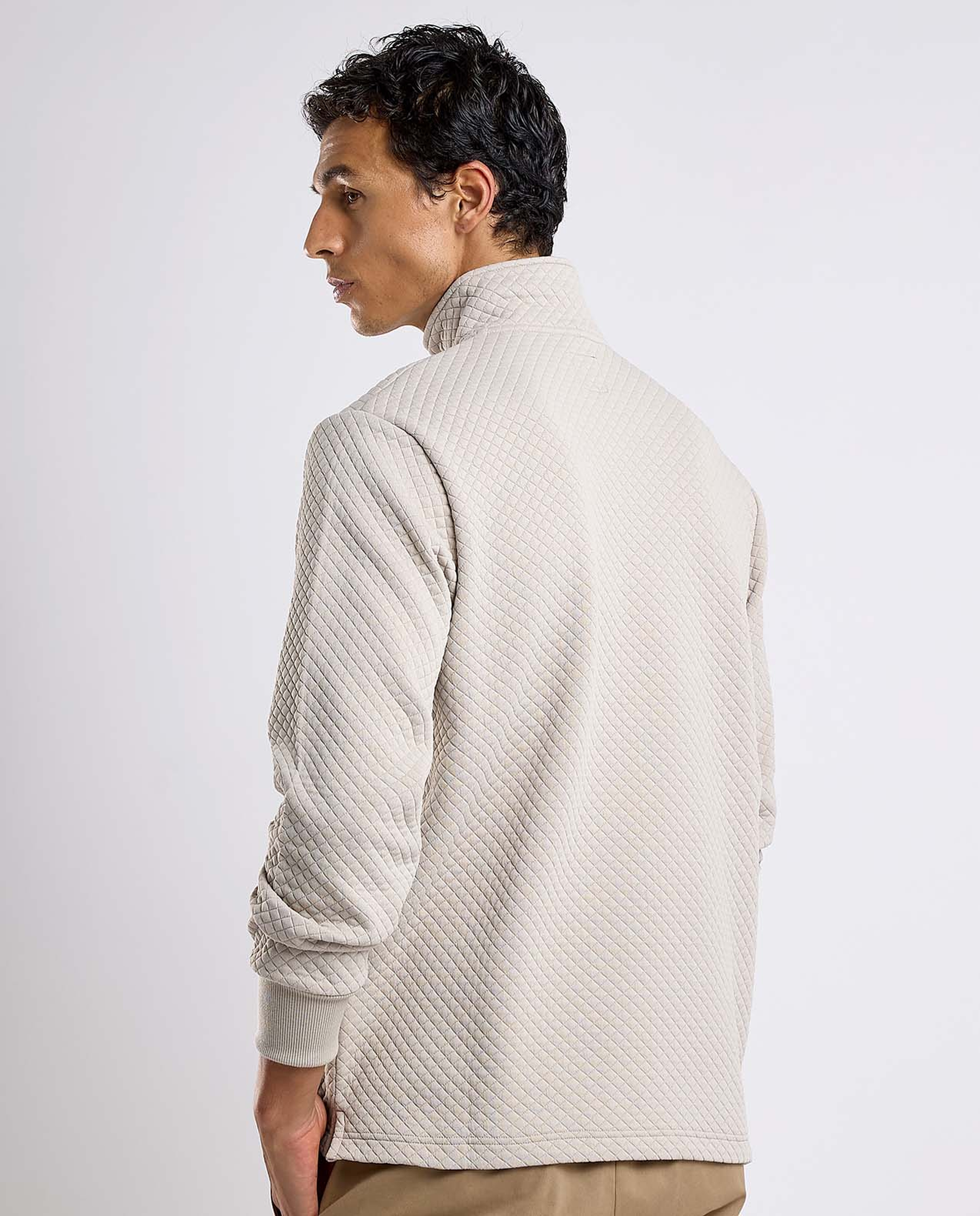 Textured Sweatshirt with High Neck and Long Sleeves