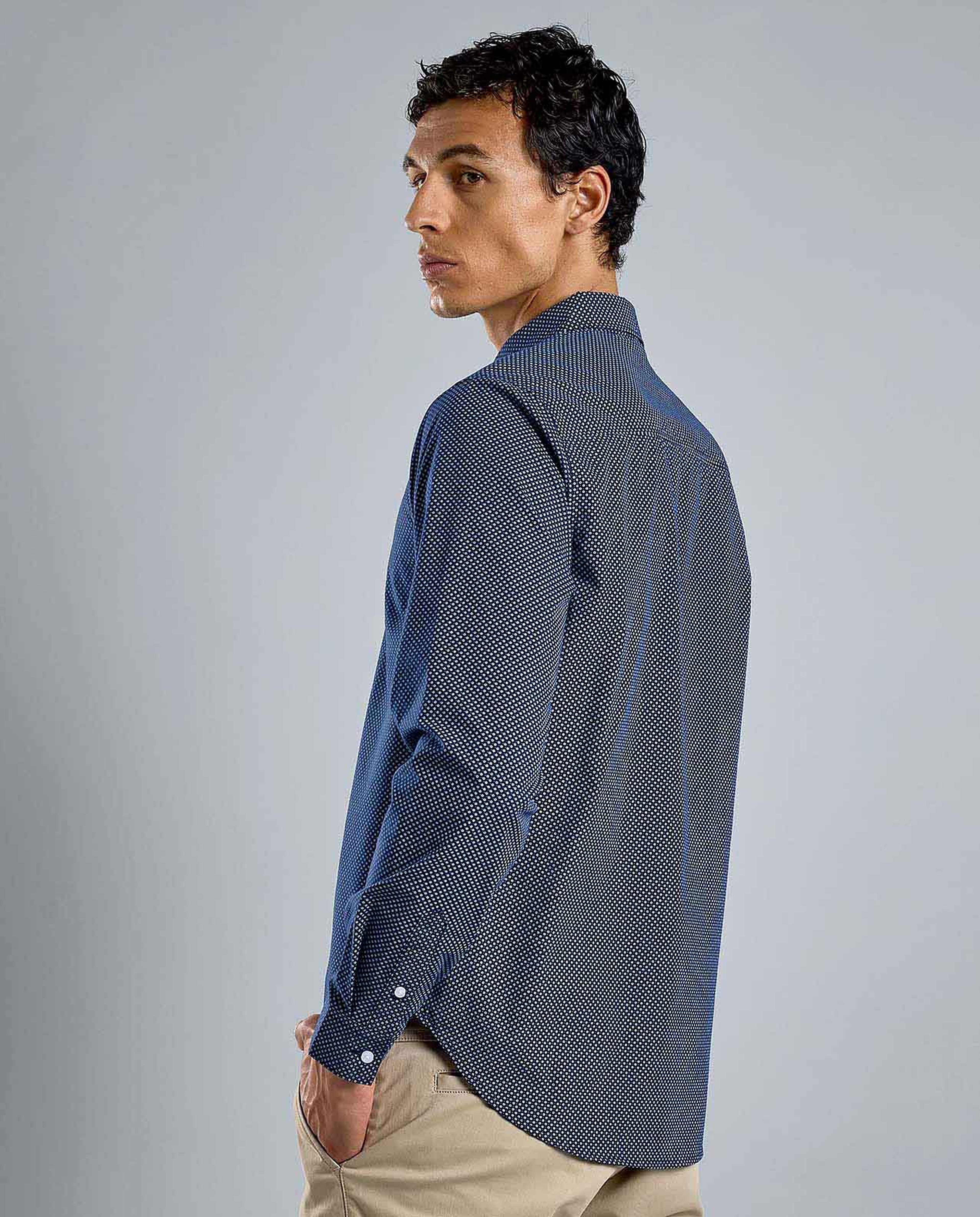 Printed Shirt with Button-Down Collar and Long Sleeves