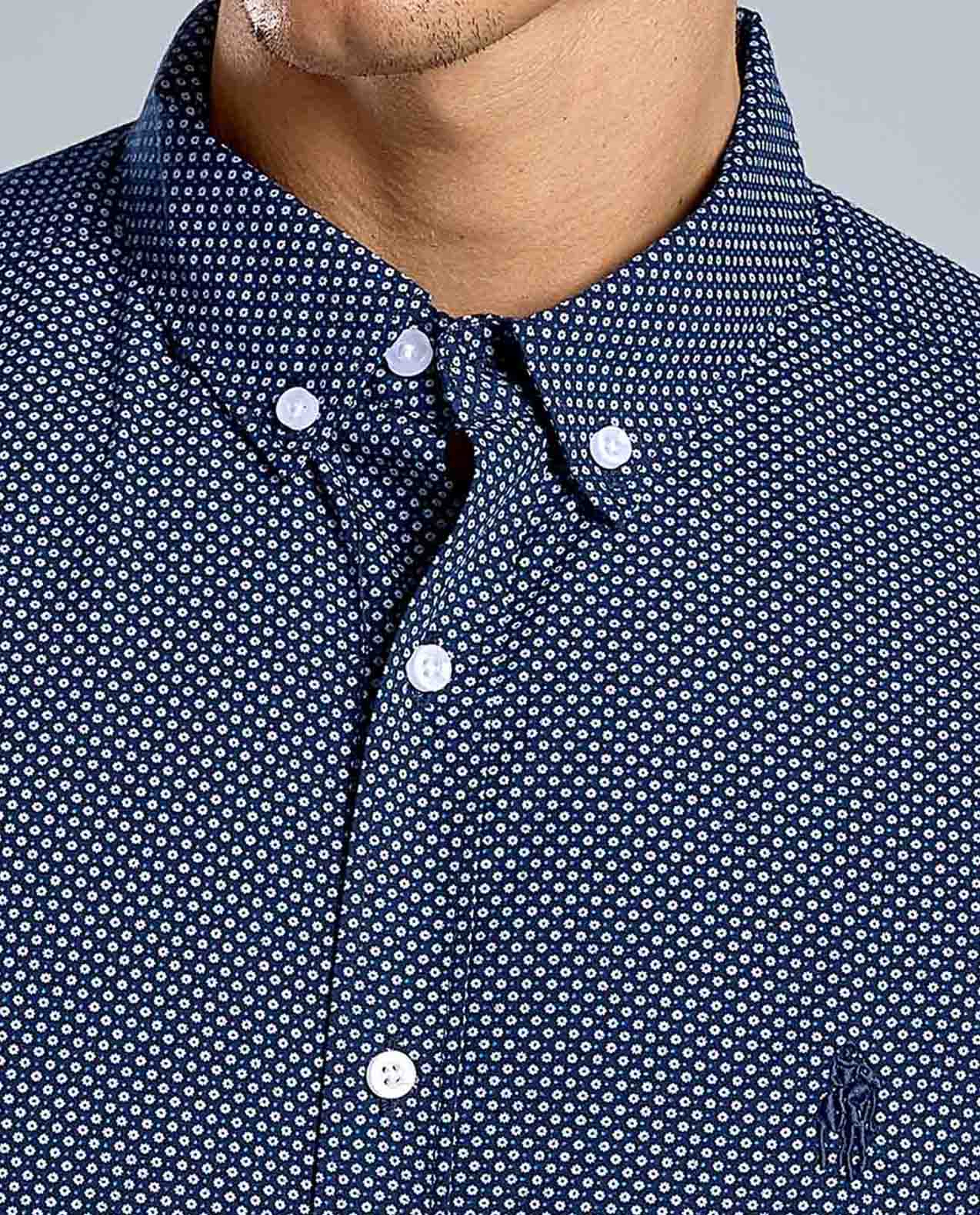 Printed Shirt with Button-Down Collar and Long Sleeves