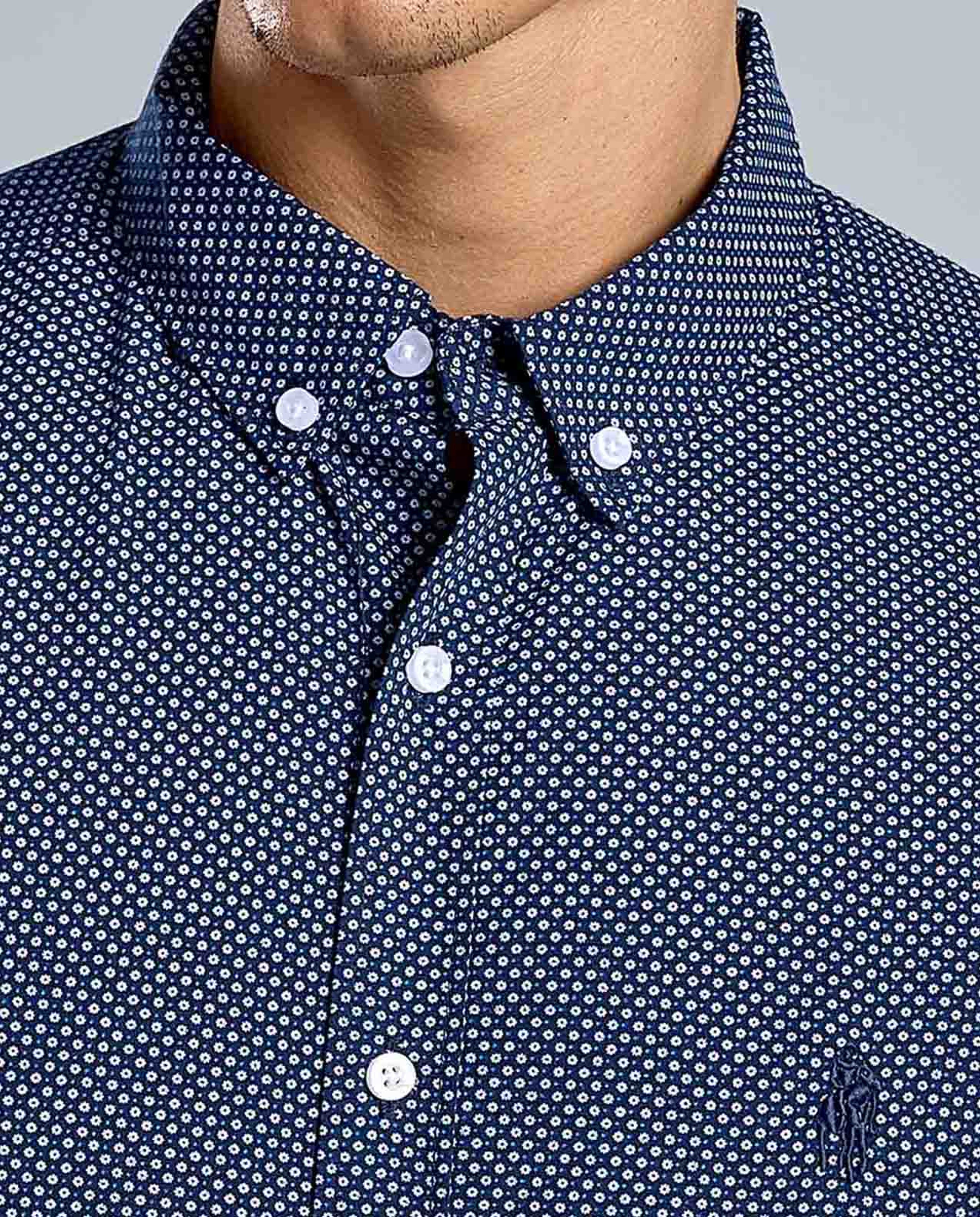 Printed Shirt with Button-Down Collar and Long Sleeves