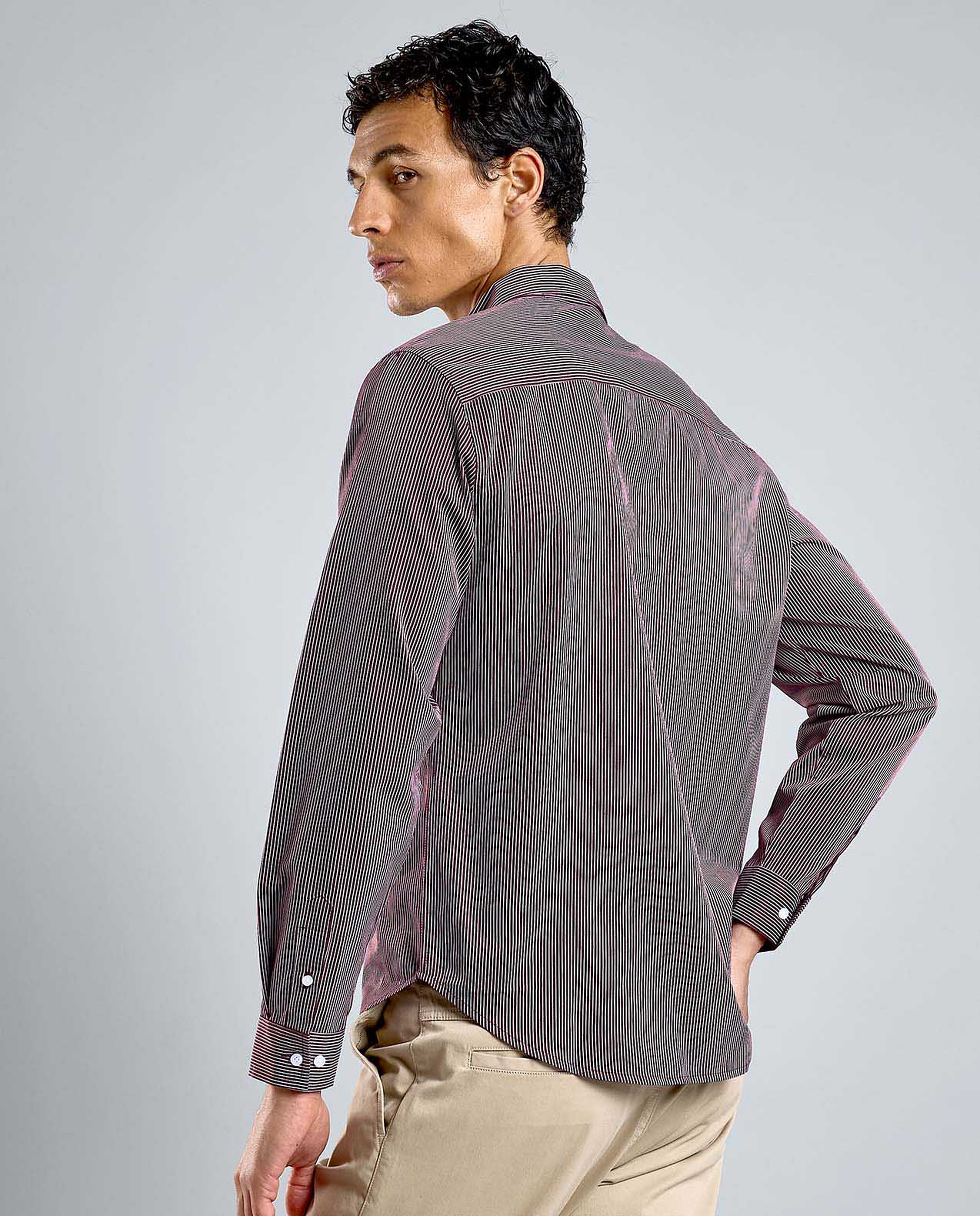 Striped Shirt with Button-Down Collar and Long Sleeves