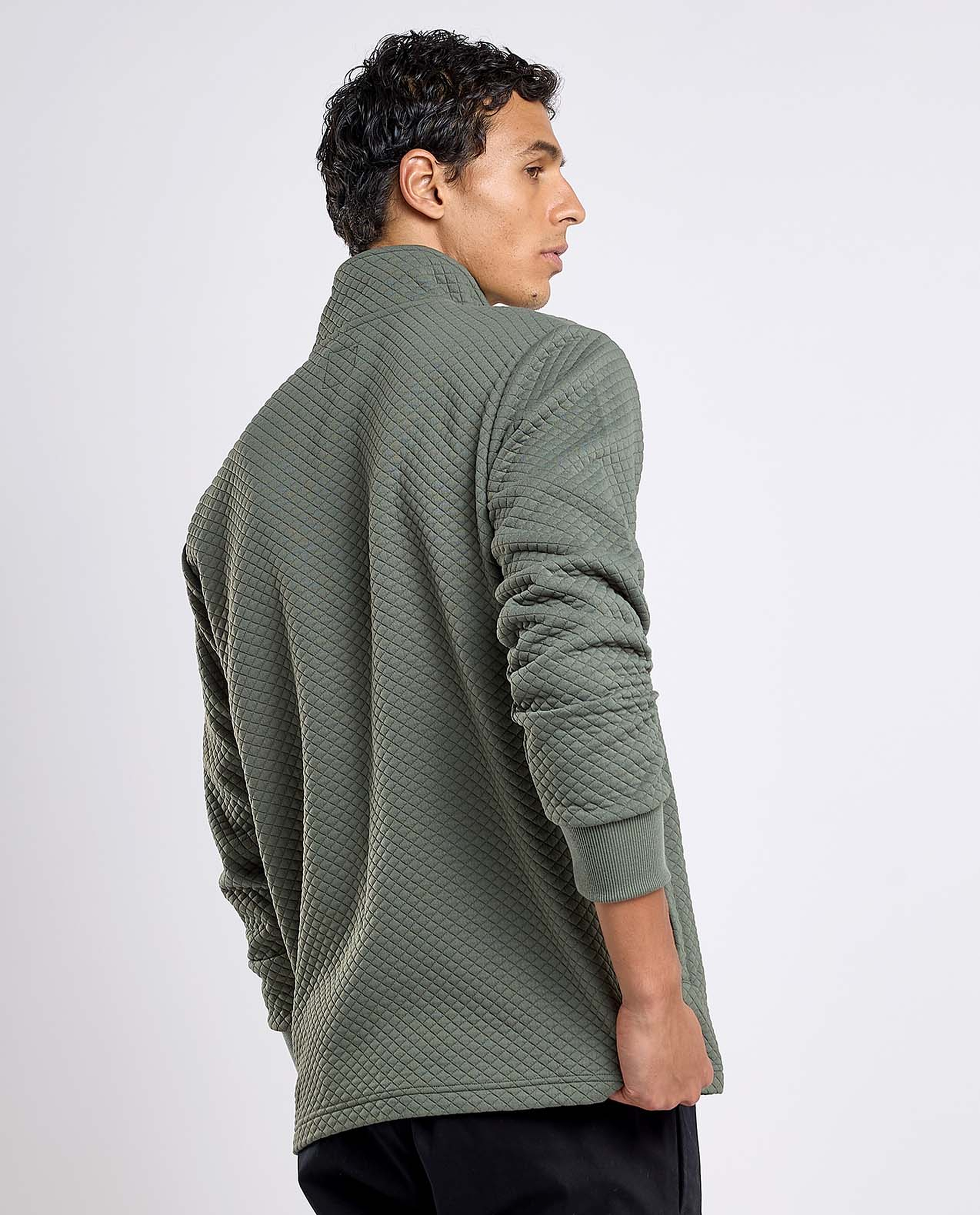 Textured Sweatshirt with High Neck and Long Sleeves