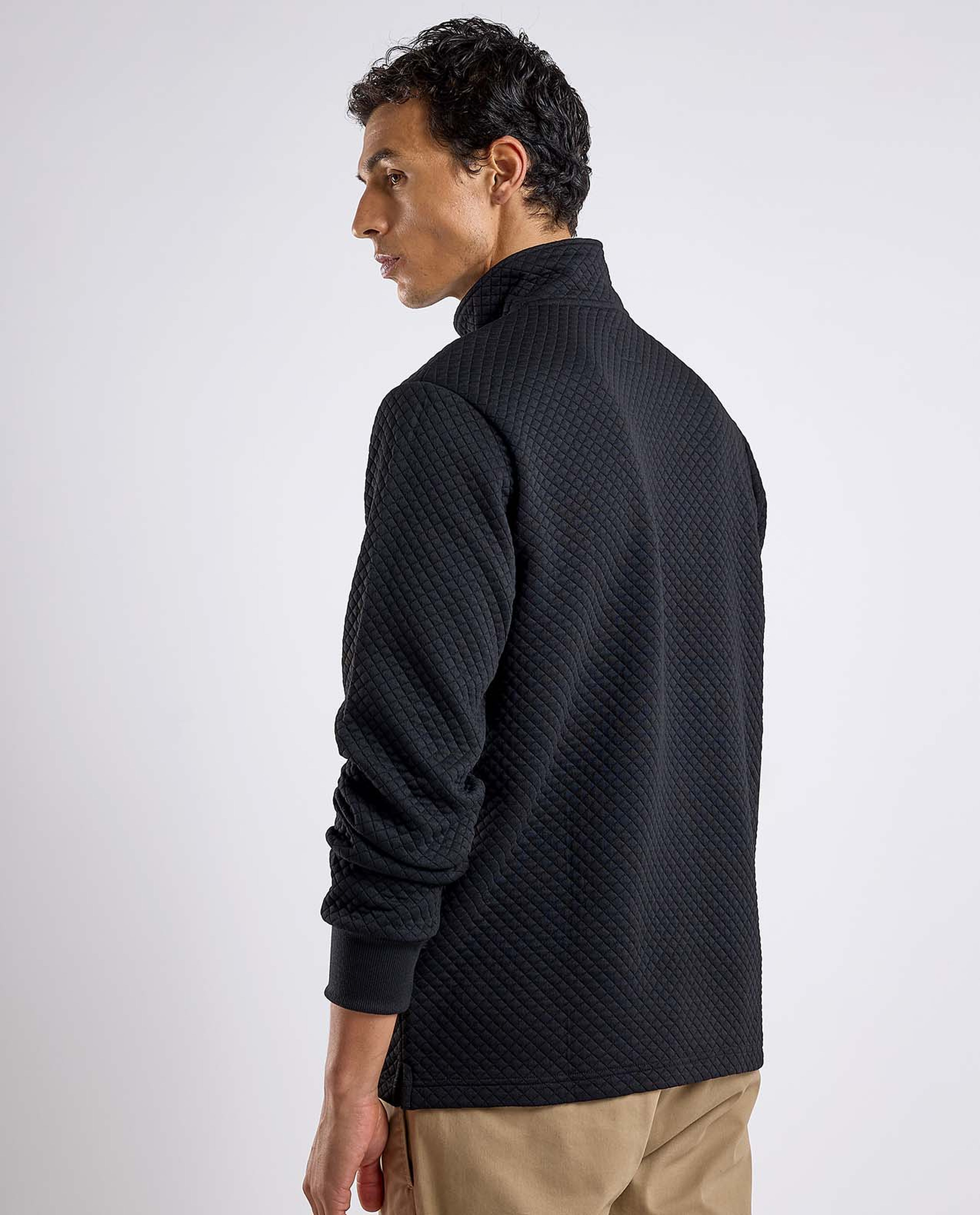 Textured Sweatshirt with High Neck and Long Sleeves