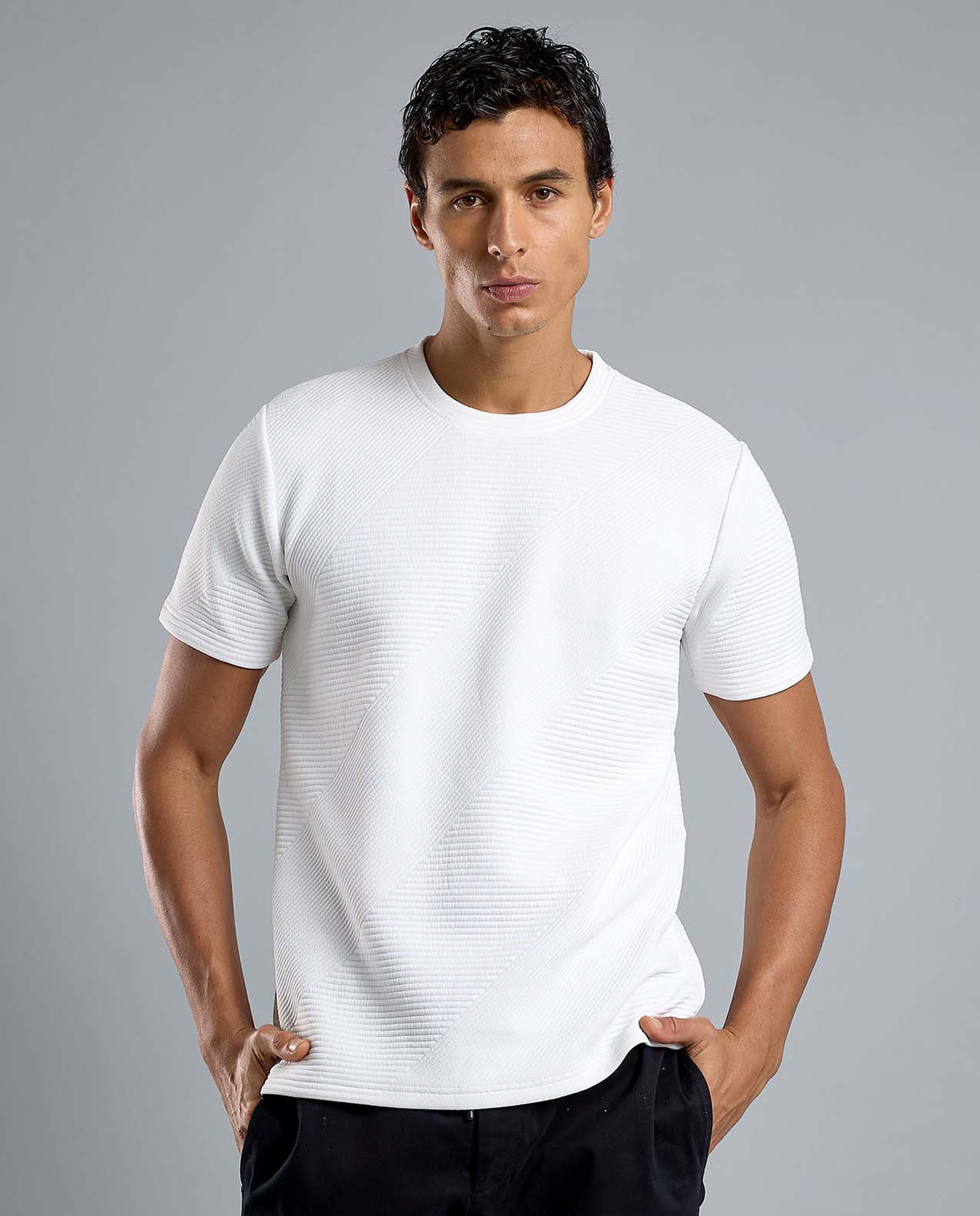 Solid T-Shirt with Crew Neck and Short Sleeves