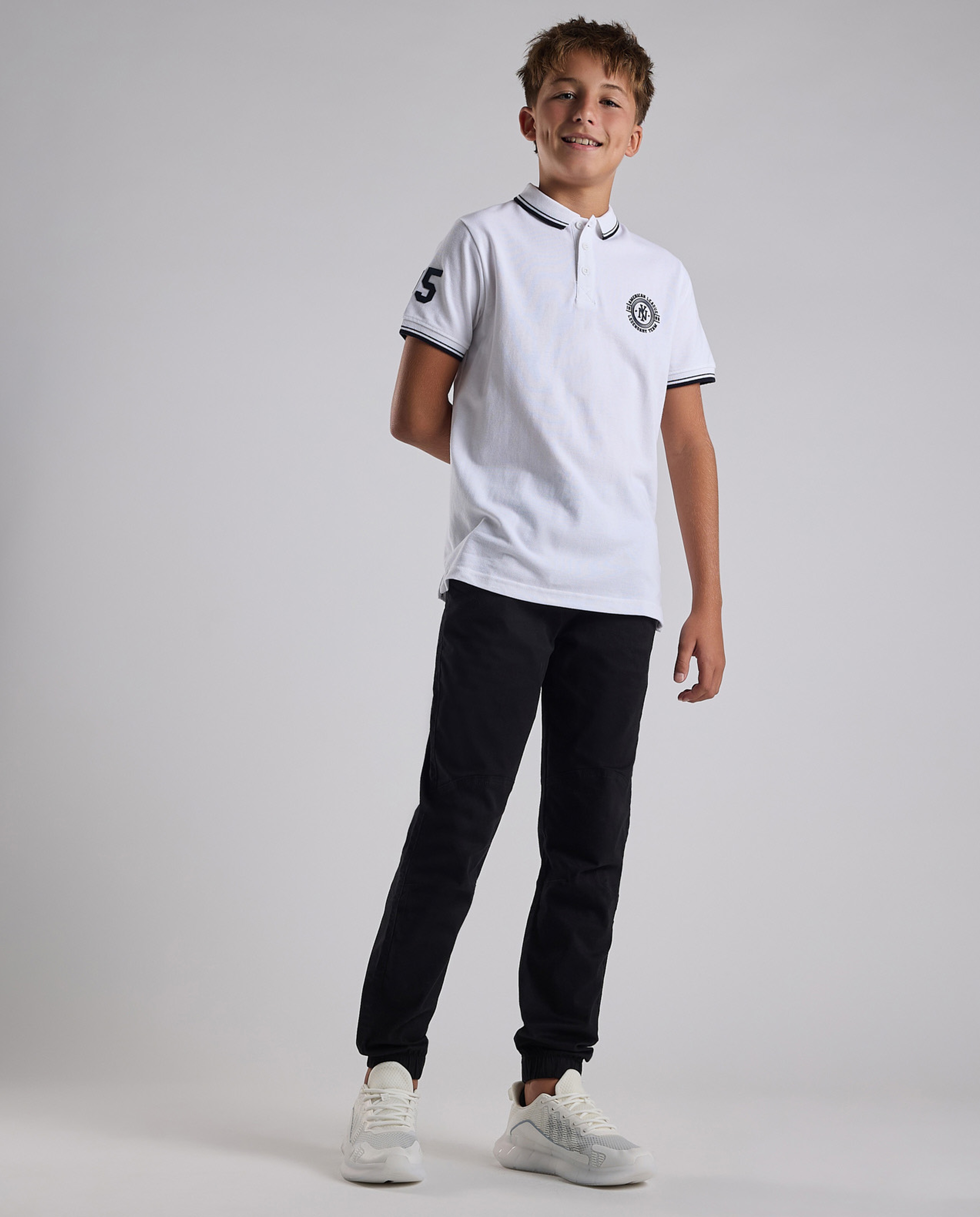 Print Detail Polo T-Shirt with Short Sleeves