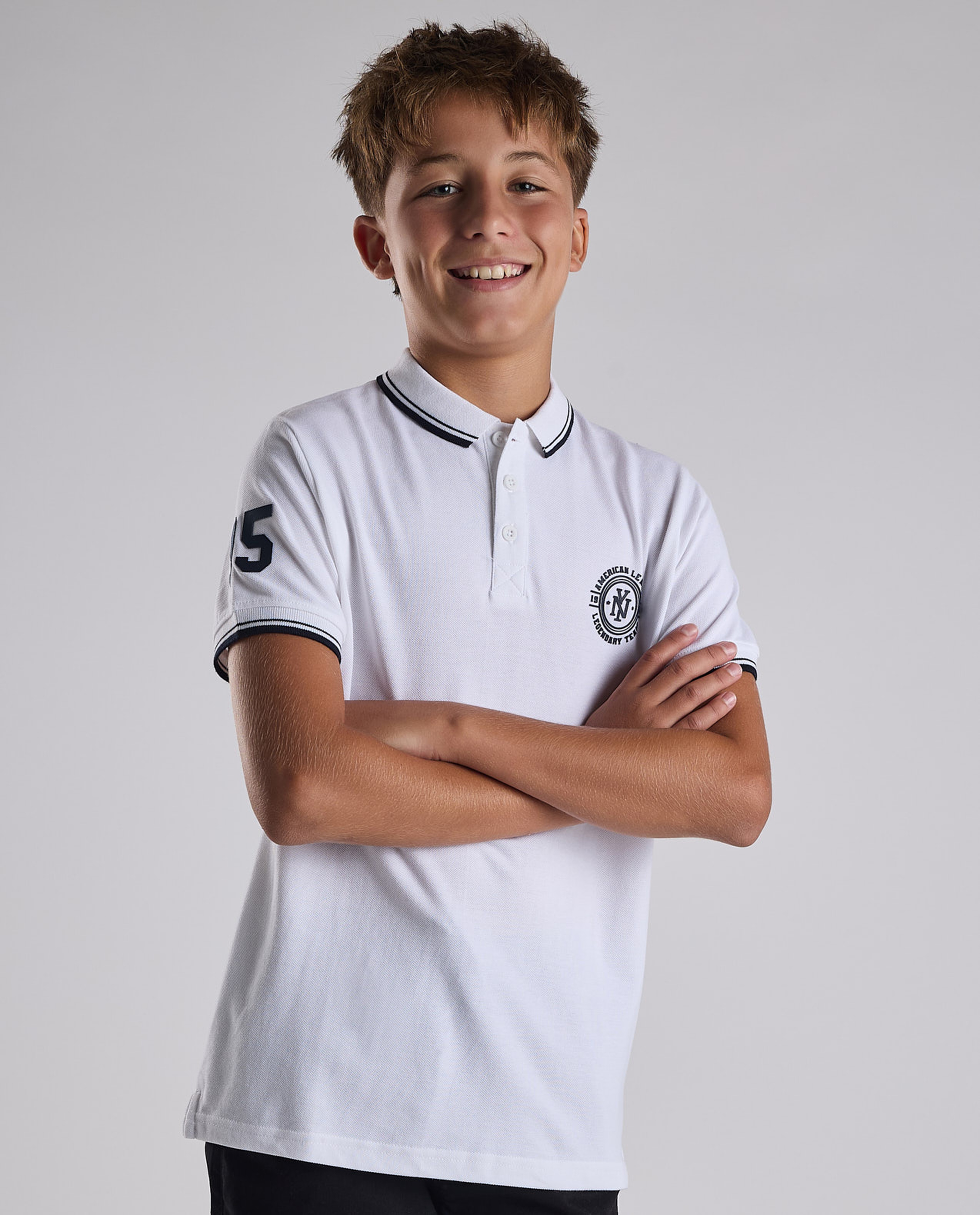 Print Detail Polo T-Shirt with Short Sleeves