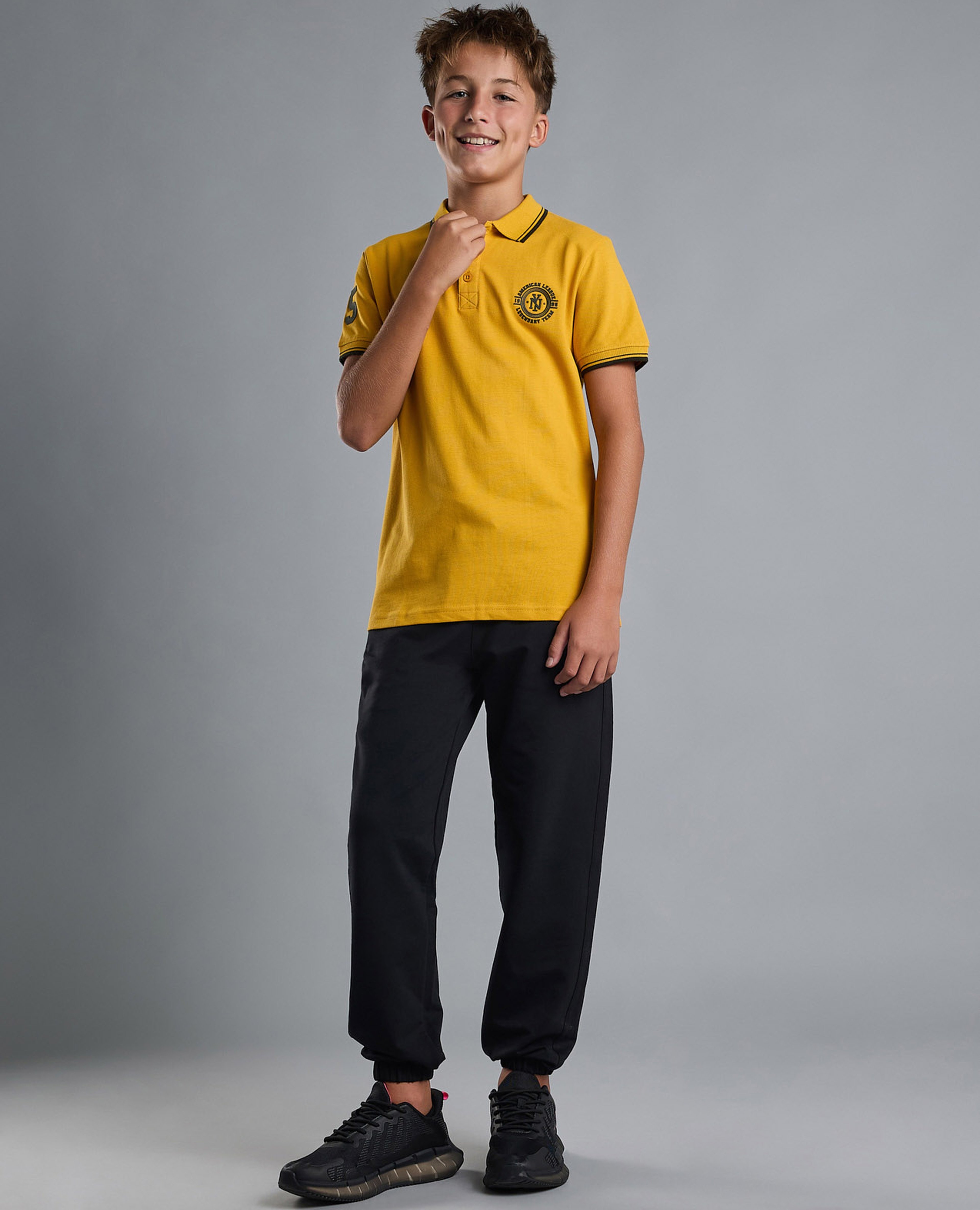 Print Detail Polo T-Shirt with Short Sleeves