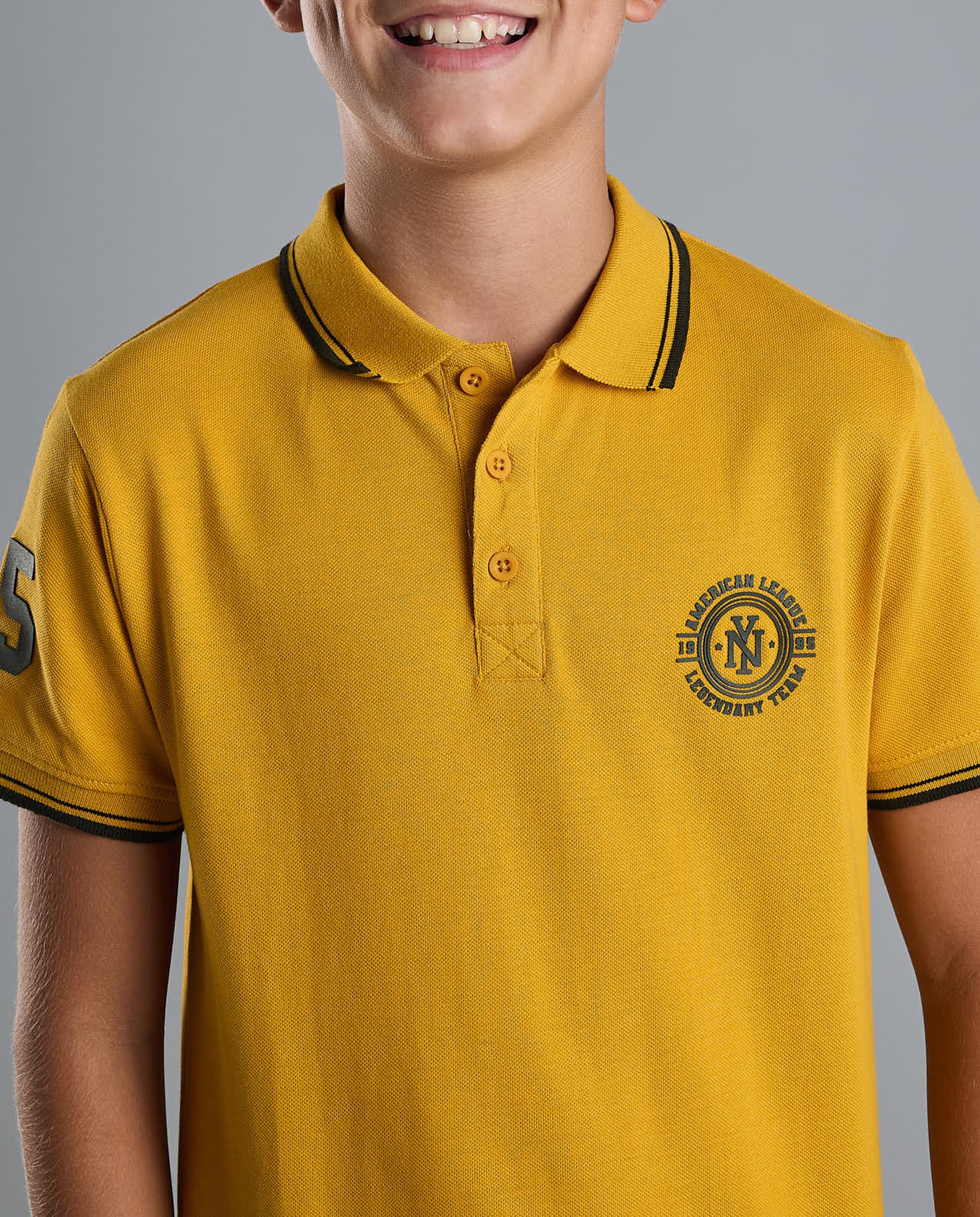 Print Detail Polo T-Shirt with Short Sleeves