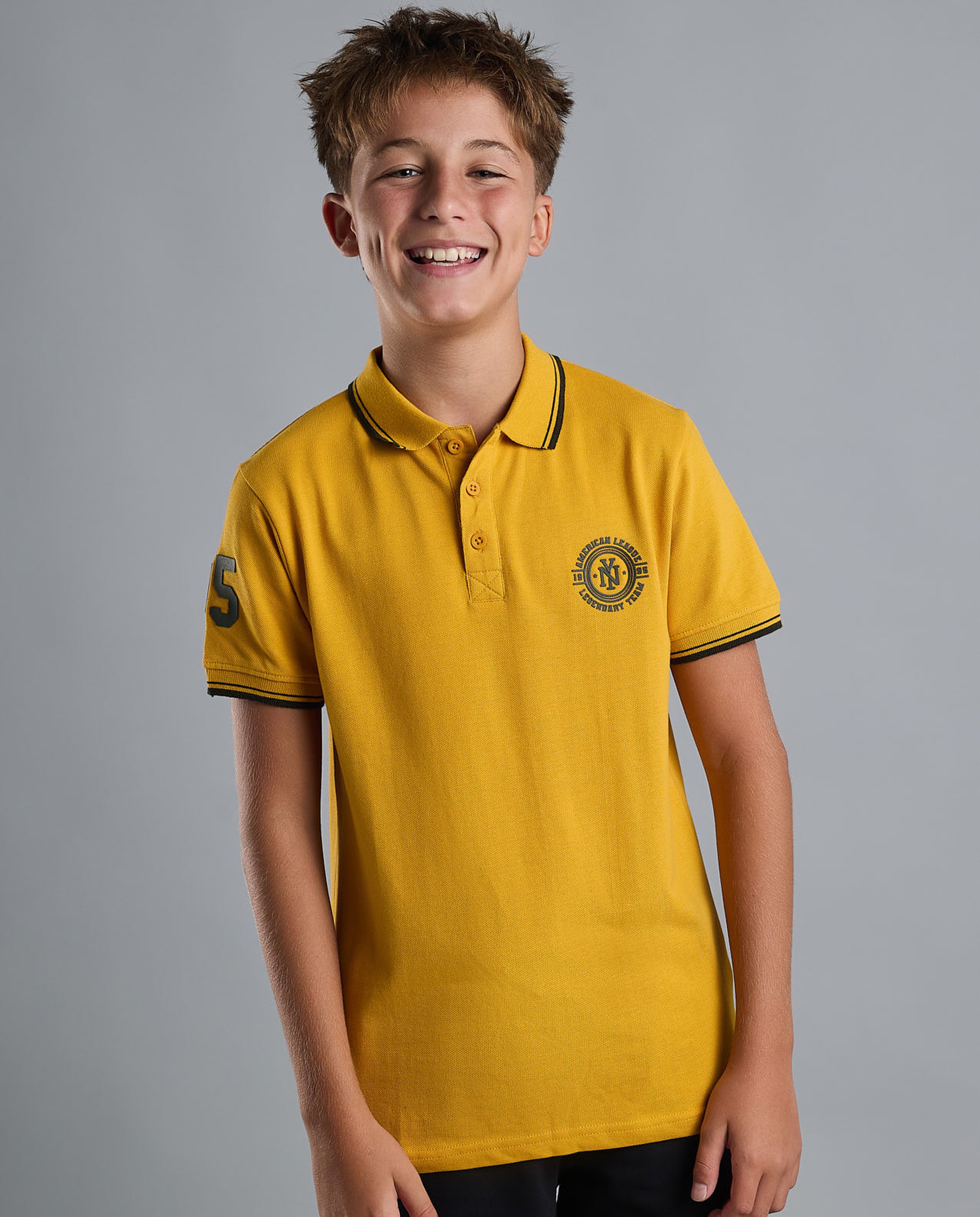 Print Detail Polo T-Shirt with Short Sleeves