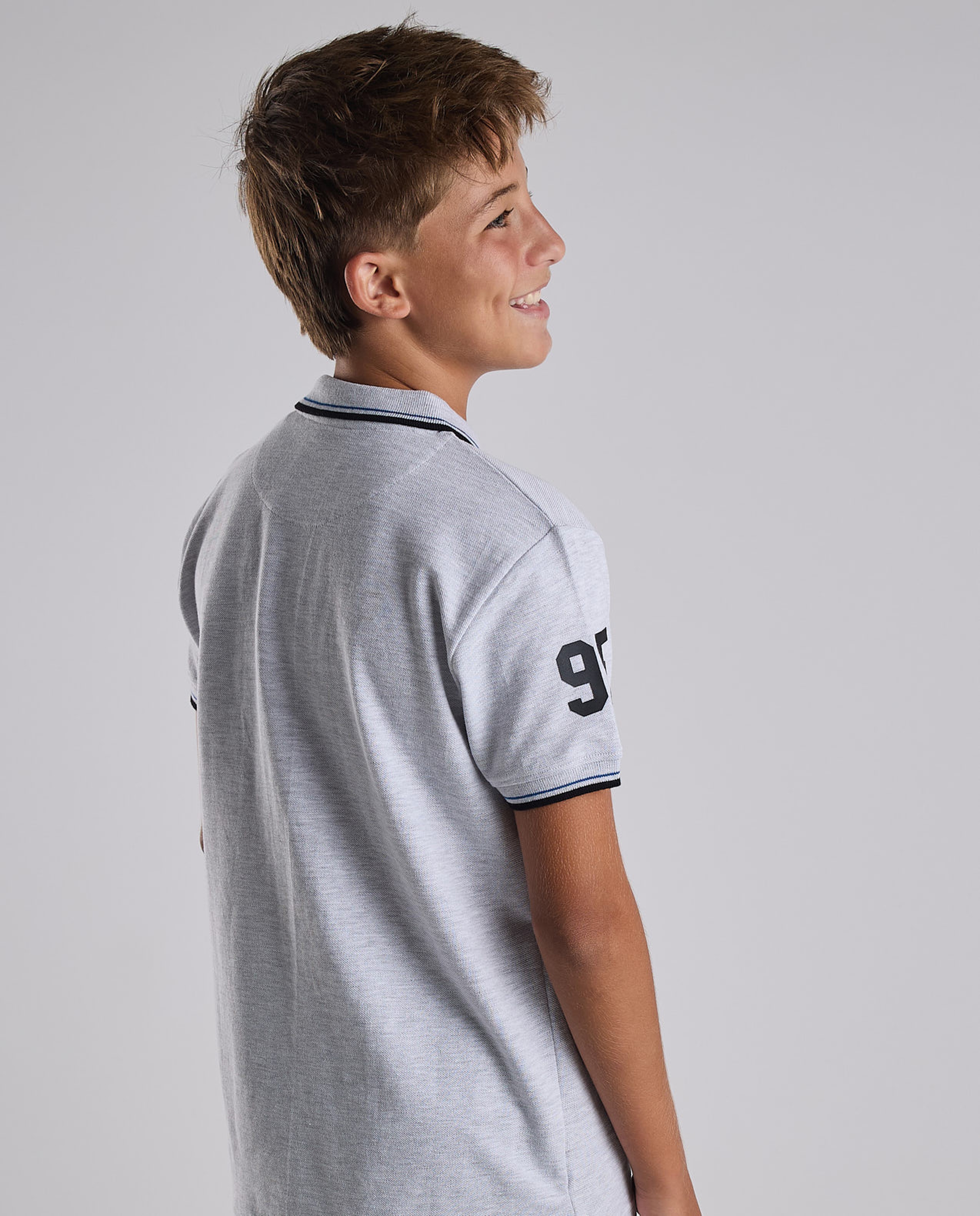 Print Detail Polo T-Shirt with Short Sleeves