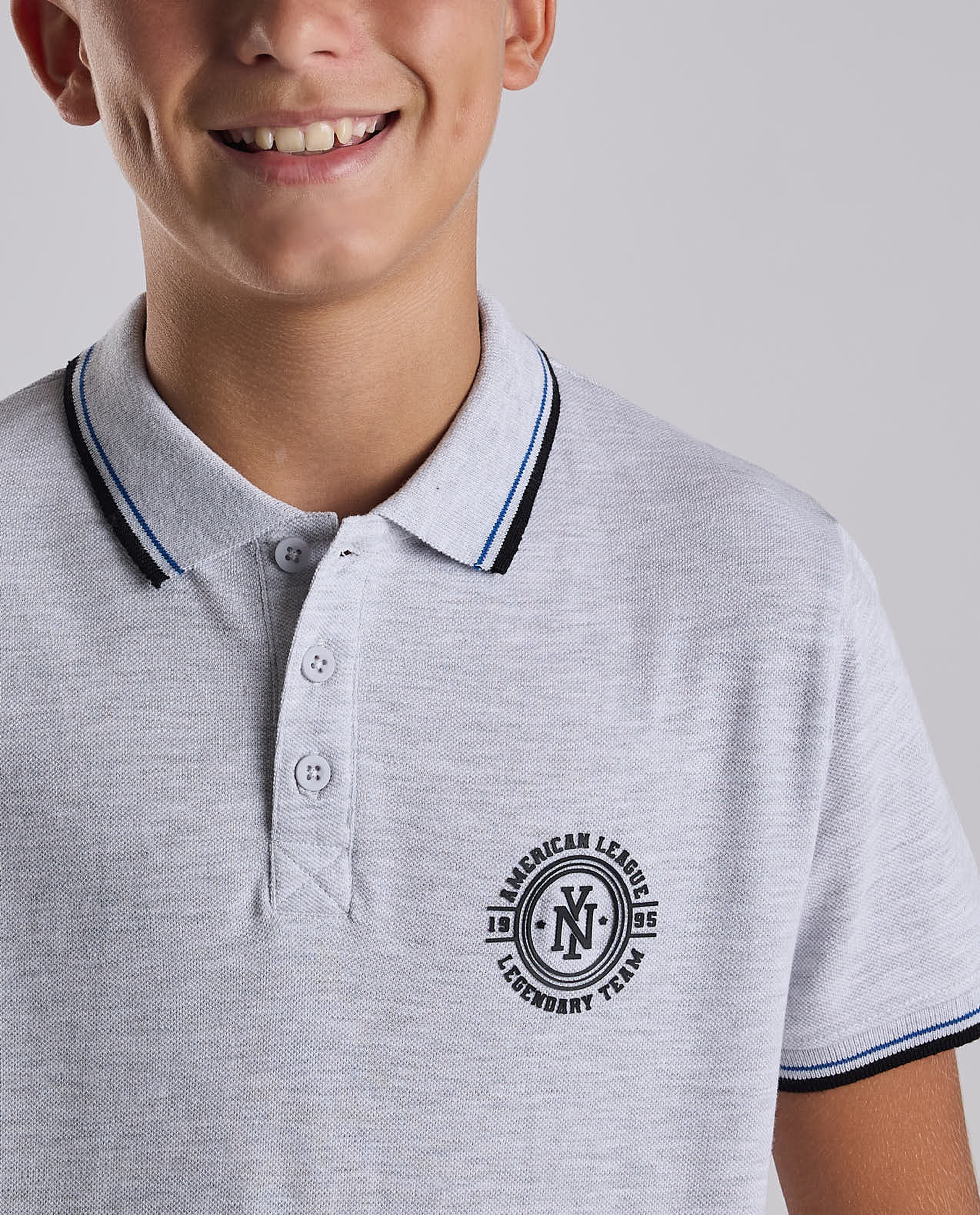 Print Detail Polo T-Shirt with Short Sleeves