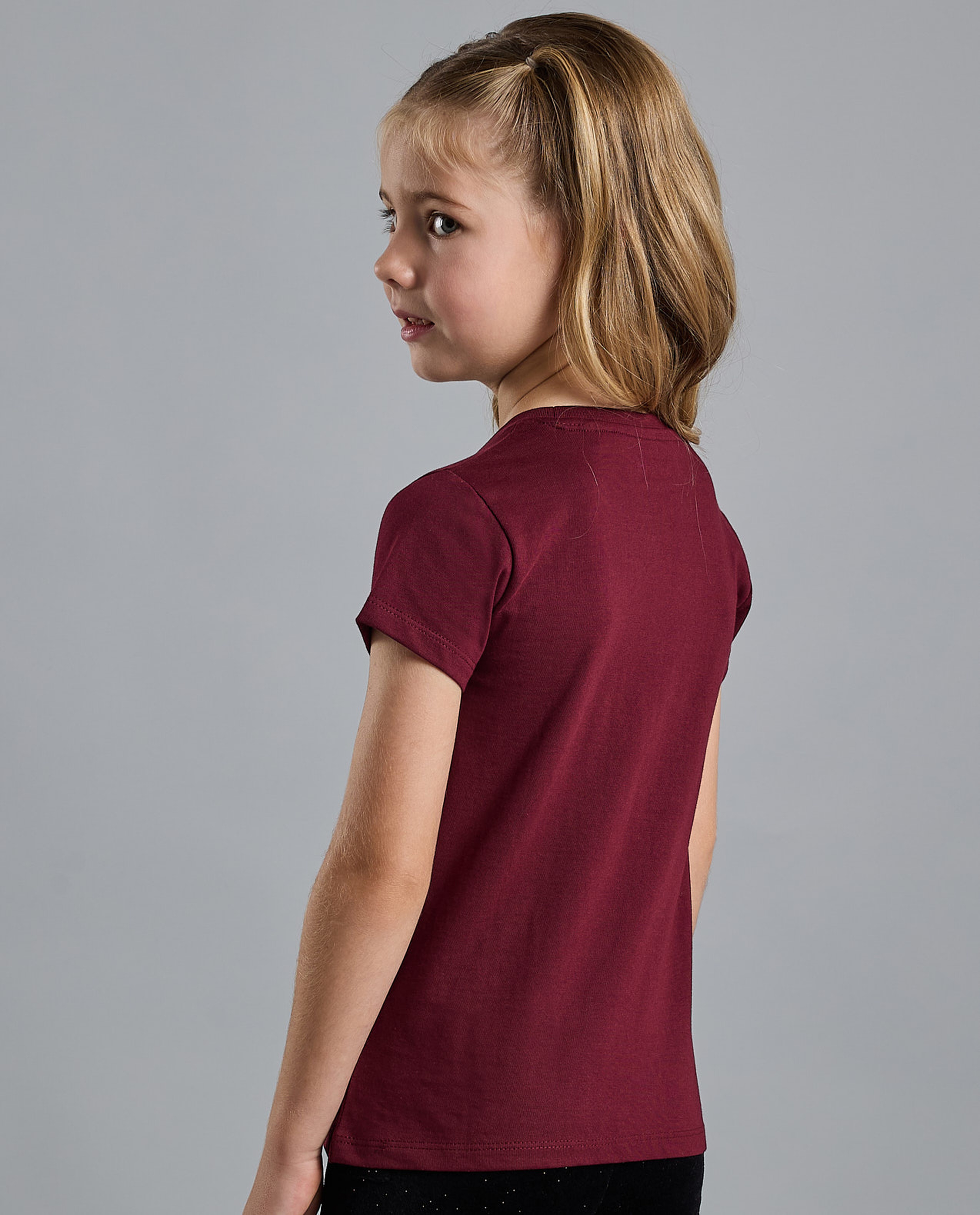 Unicorn Print T-Shirt with Crew Neck and Short Sleeves